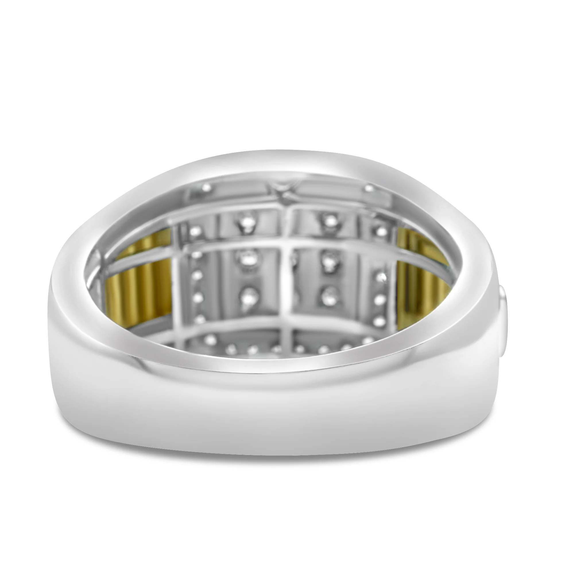 14K Two-Tone Gold White Men's Diamond Ring 0.51 CT - Image 3