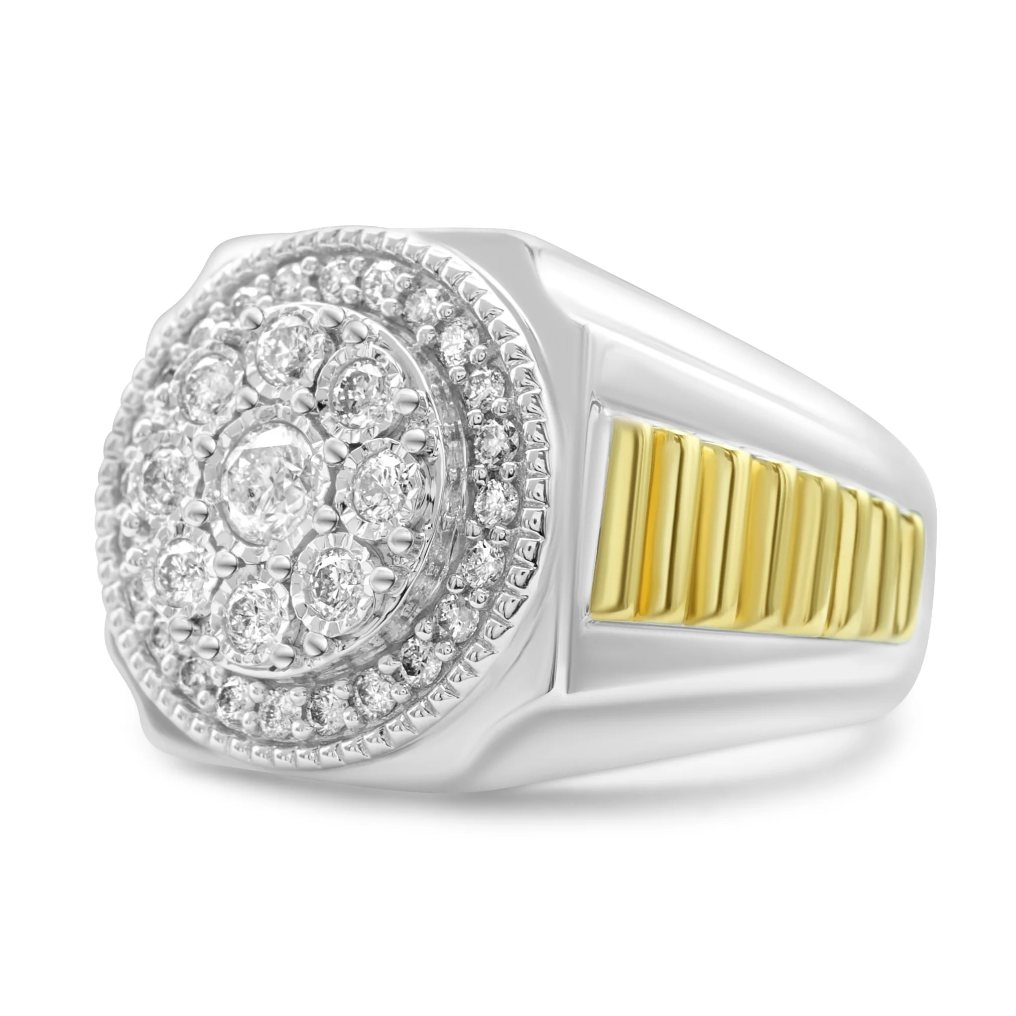 14K Two-Tone Gold White Men's Diamond Ring 0.71 CT - Image 2