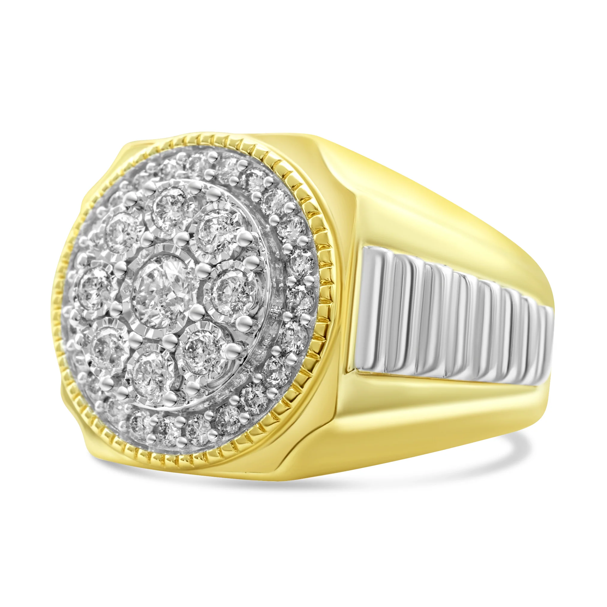 14K Two-Tone Yellow Gold Men's Diamond Ring 0.73 CT - Image 2