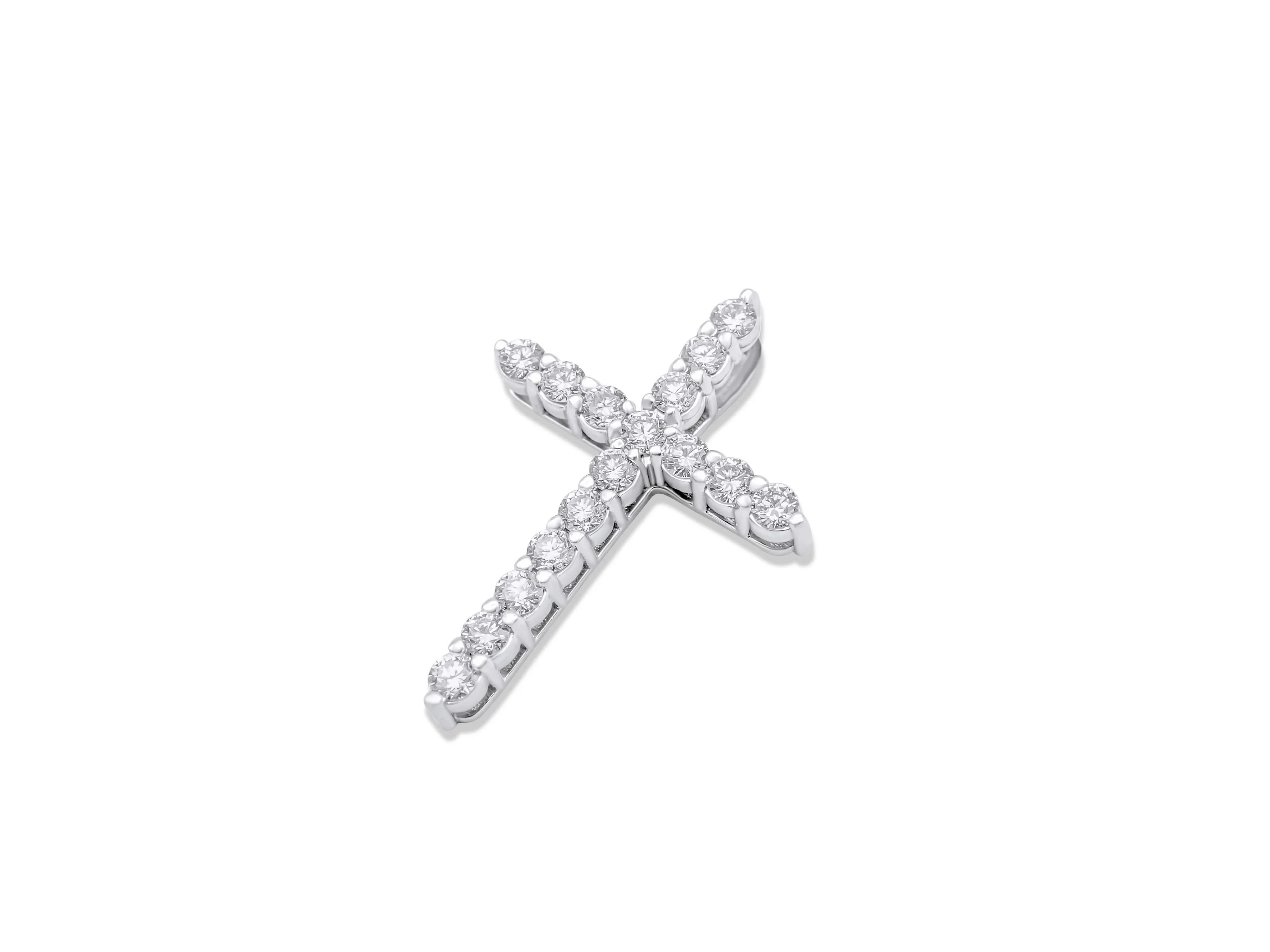 14k White Gold Diamond Cross Pendant 0.71ct - Image 3