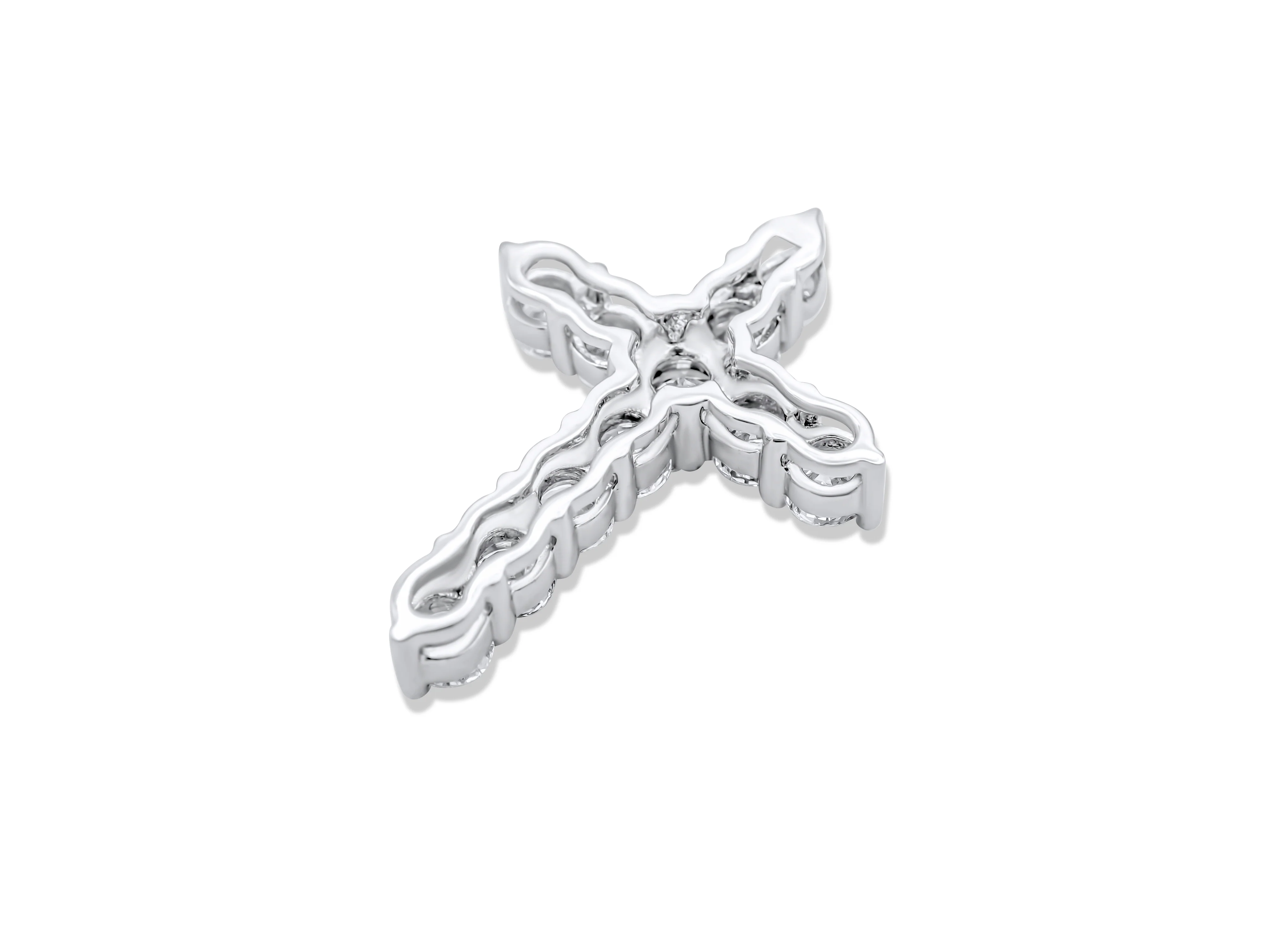 14k White Gold Diamond Cross Pendant 2.15ct - Image 4