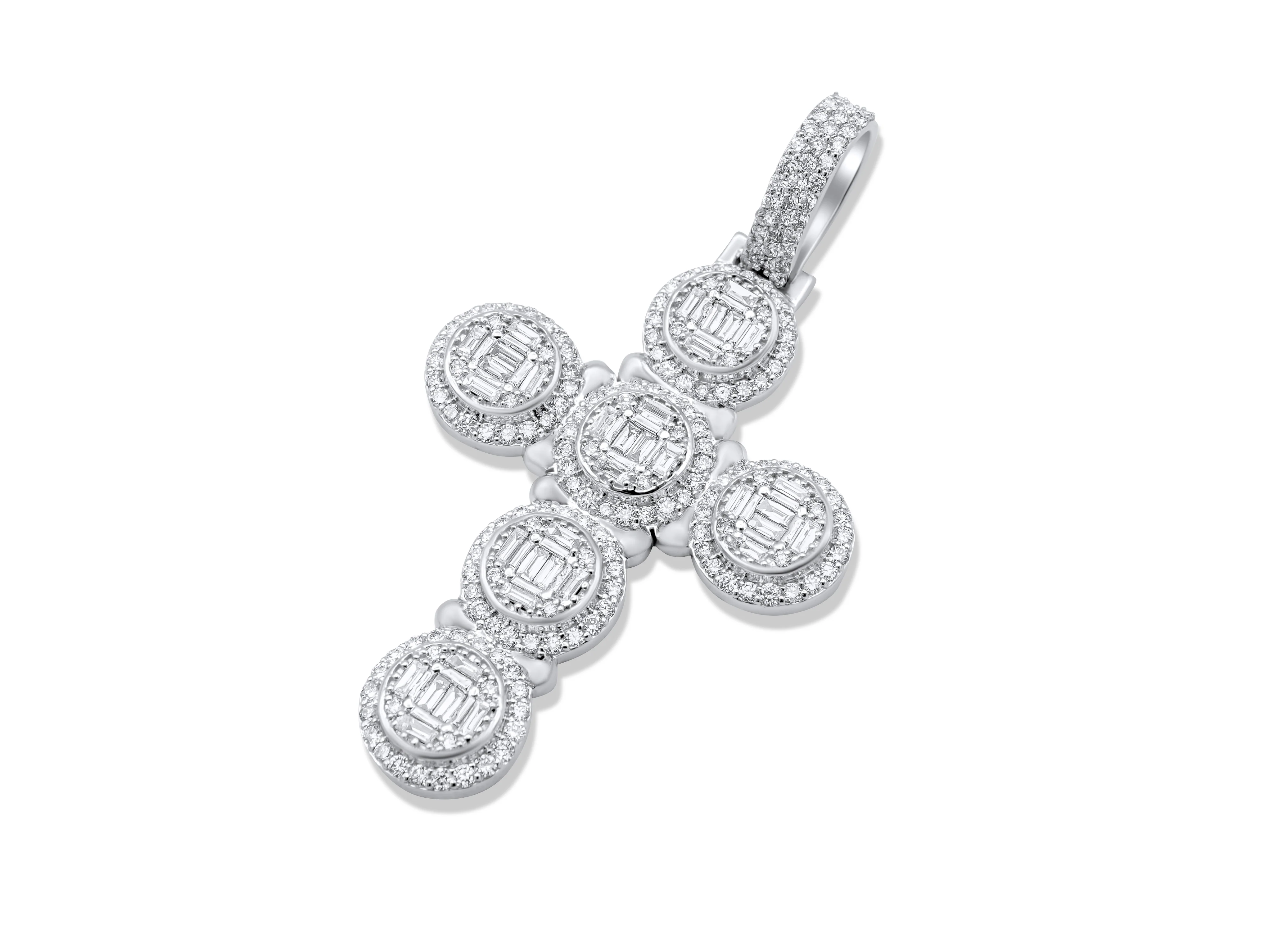 14k White Gold Diamond Cross Pendant 3.22ct - Image 3