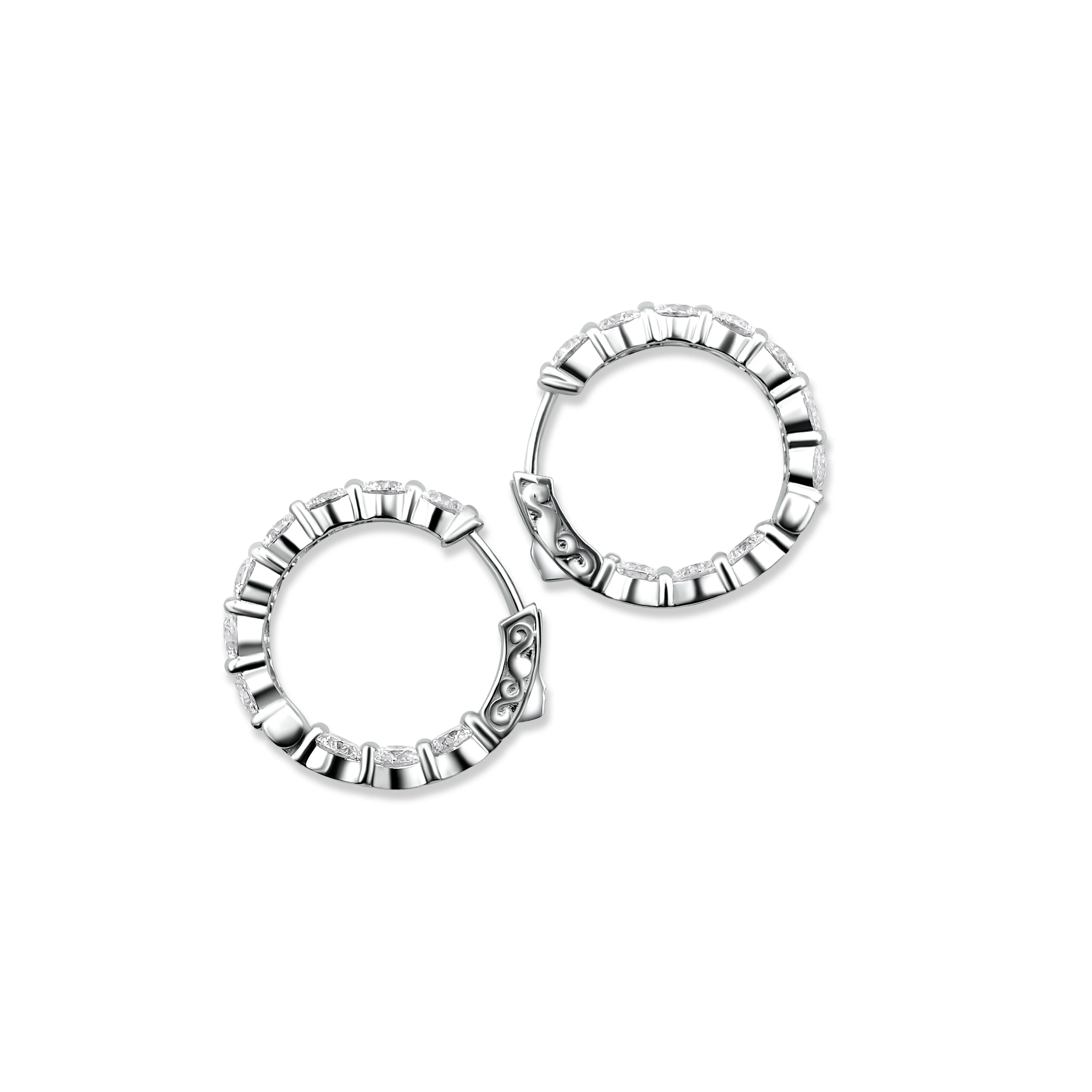 14K White Gold Diamond Hoop Earrings 4.50 CT - Image 4