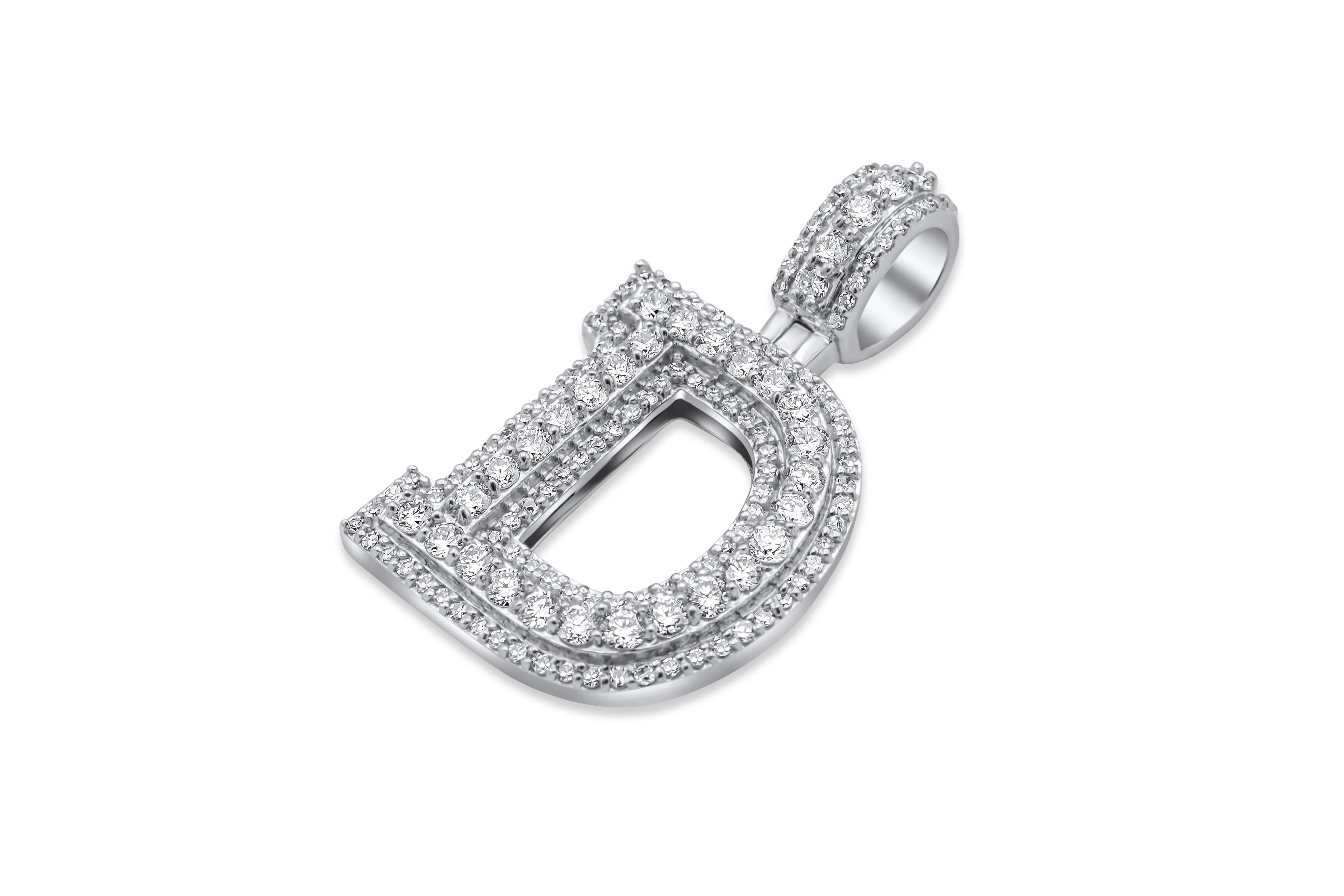 14k White Gold Diamond Initial "D" Pendant 1.03 CT - Image 3