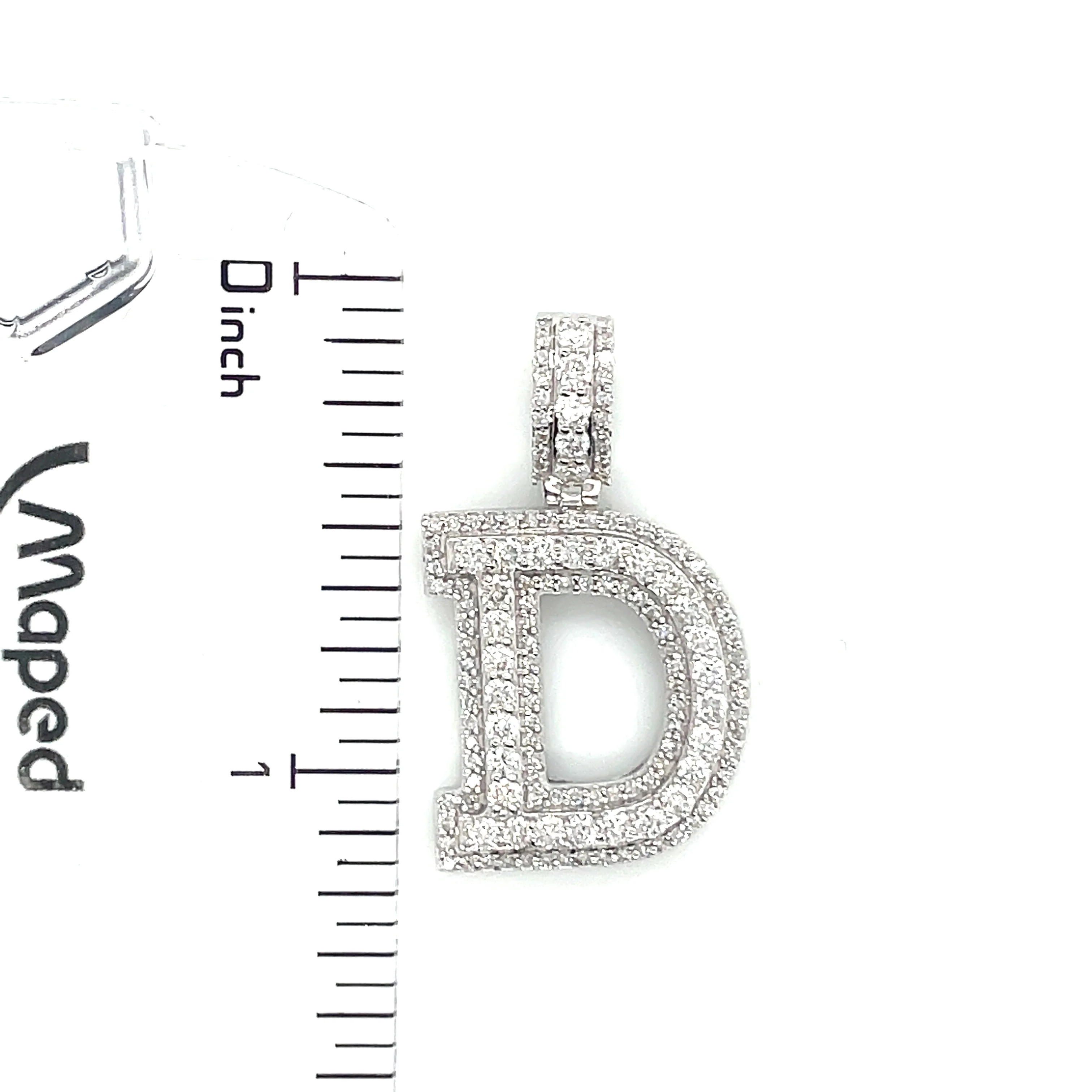 14k White Gold Diamond Initial "D" Pendant 1.03 CT - Image 4
