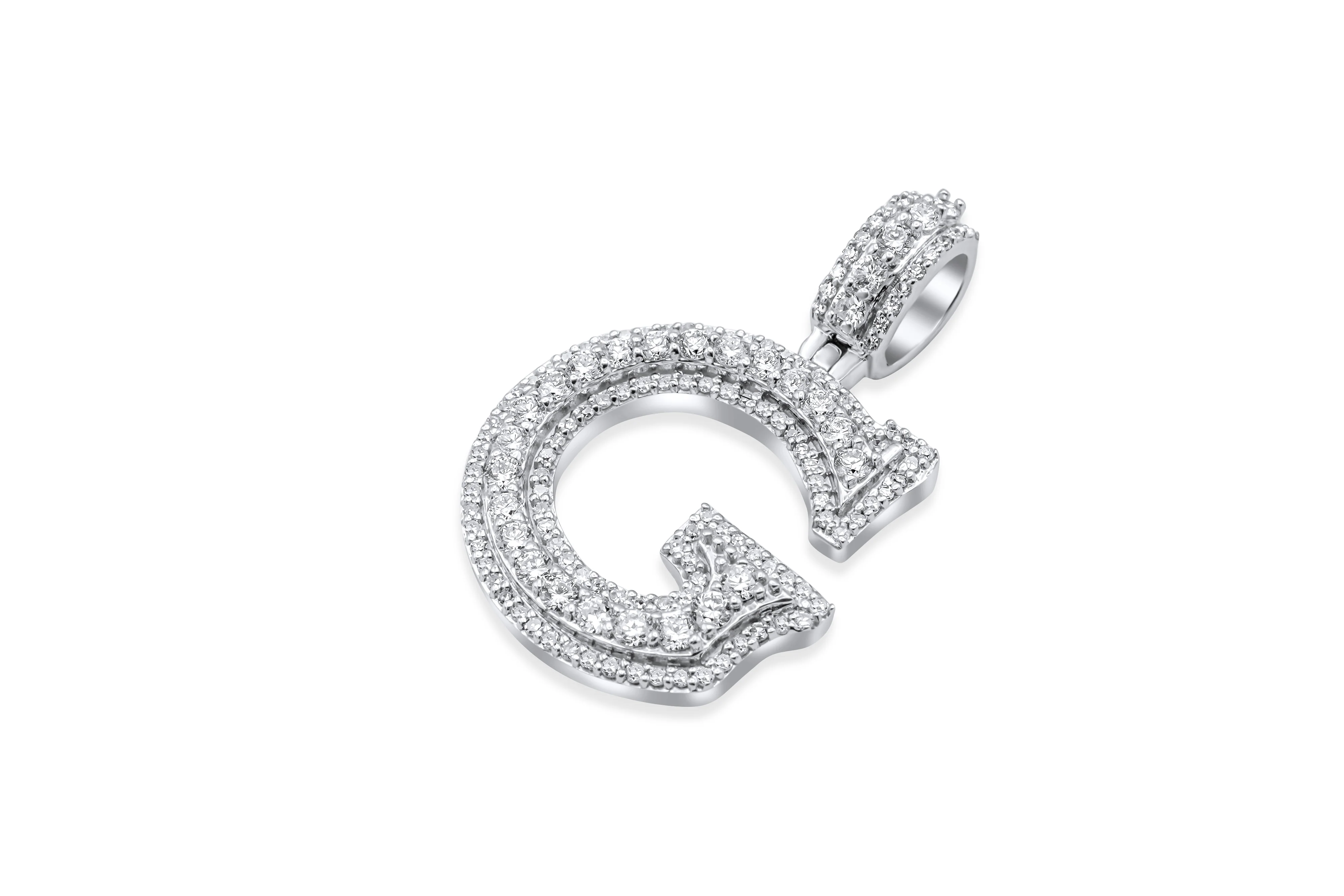14K White Gold Diamond Initial "G" Pendant - 0.97 CT - Image 3
