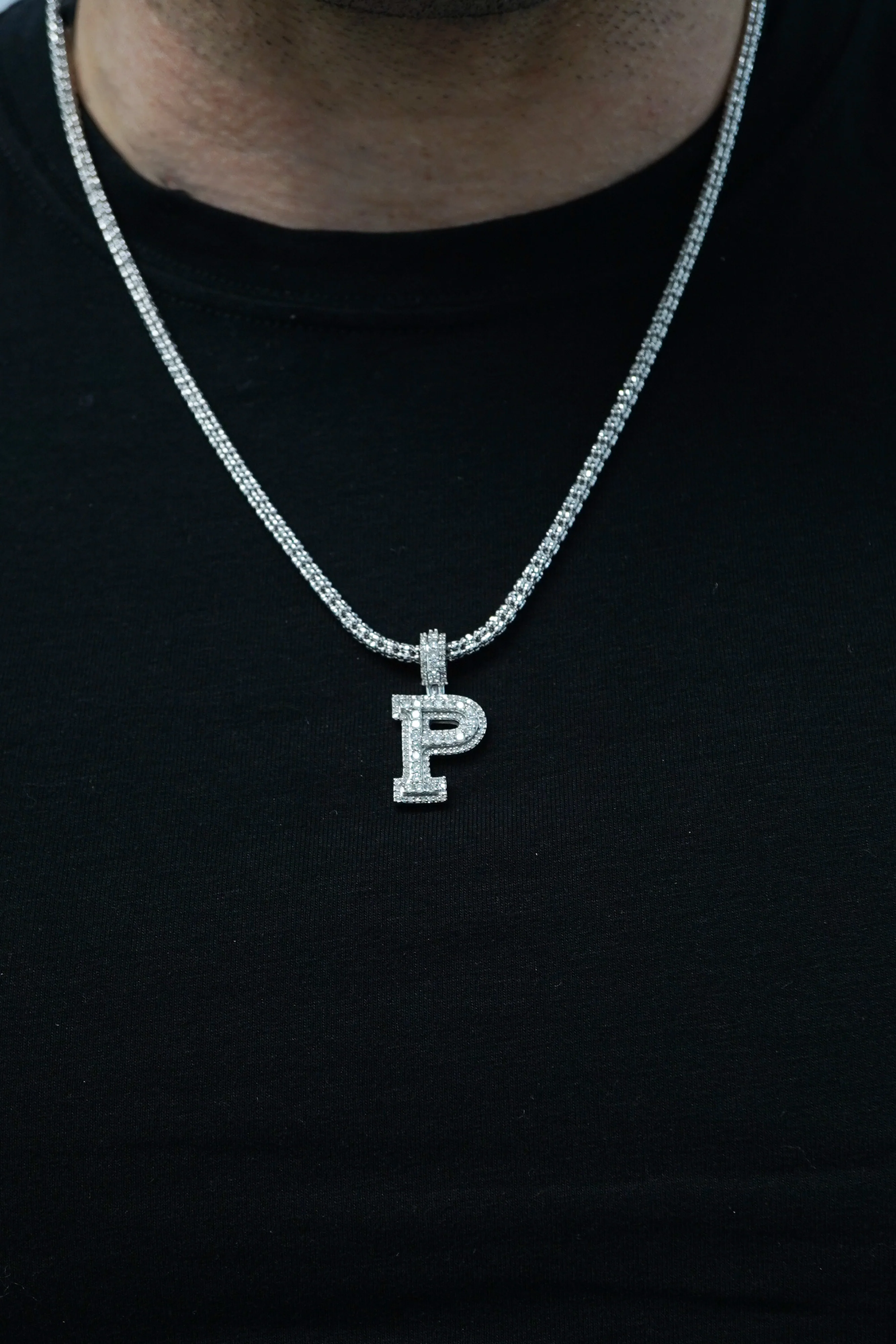 14k White Gold Diamond Initial "P" Pendant  0.93 CT - Image 2