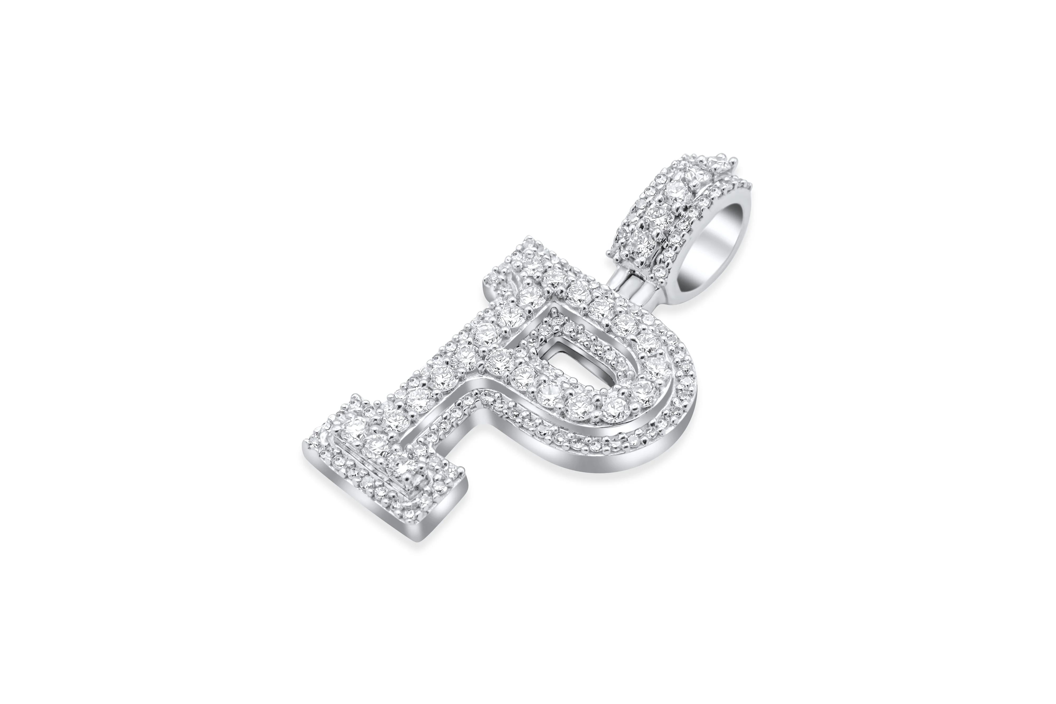 14k White Gold Diamond Initial "P" Pendant  0.93 CT - Image 3