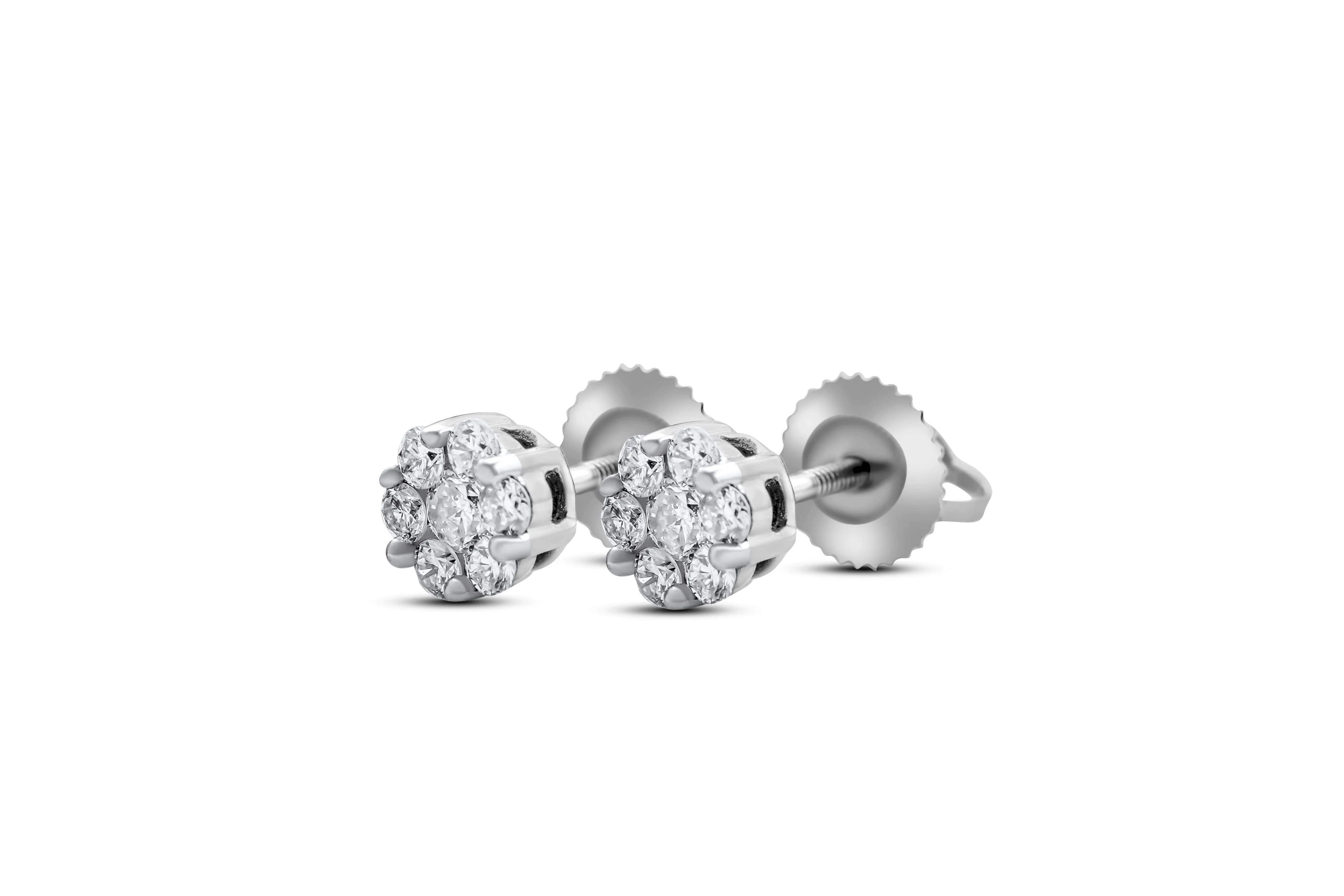 14K White Gold Diamond Stud Earrings 0.52 ct - Image 2