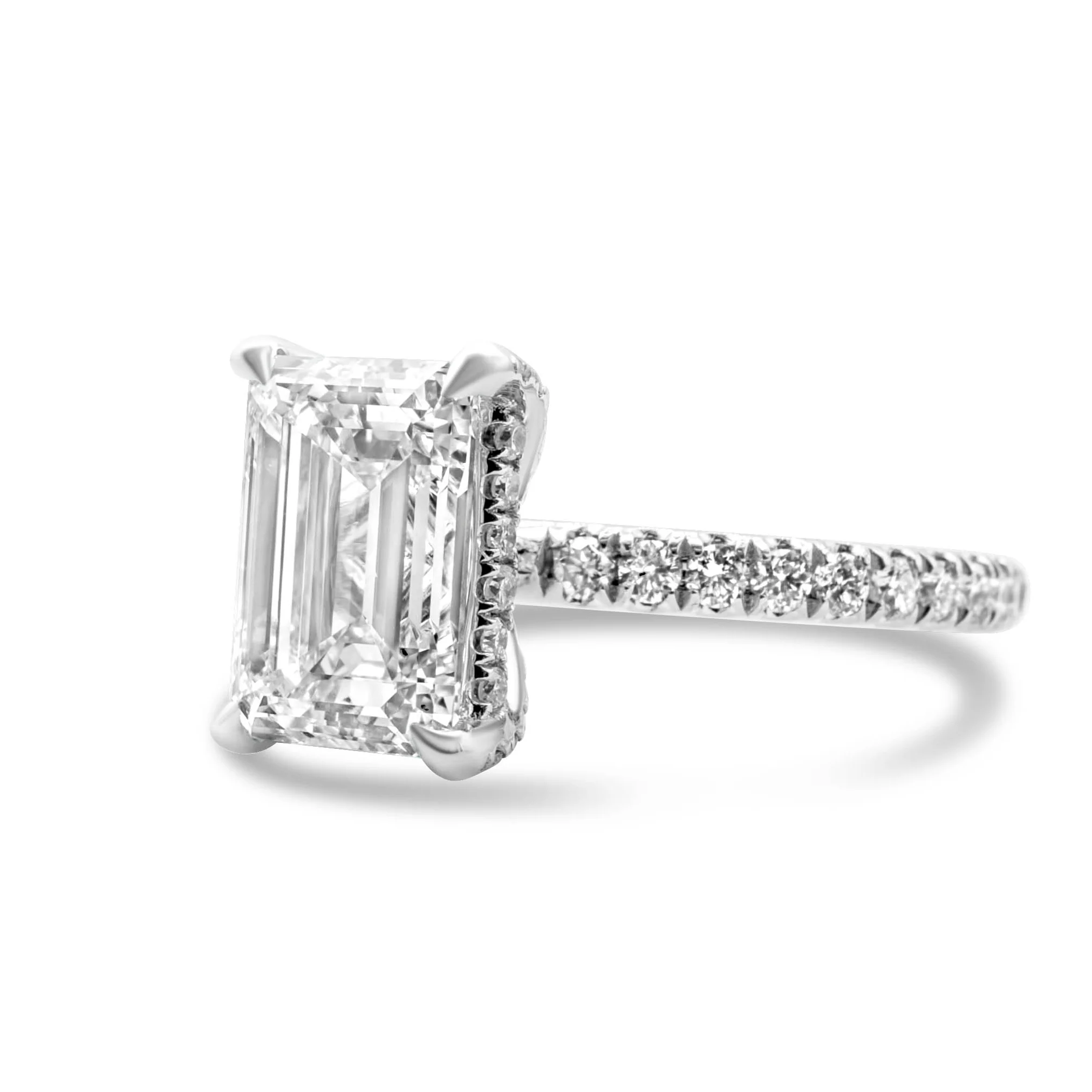 14K White Gold Emerald-Cut Diamond Engagement Ring 2.75 CT - Image 3