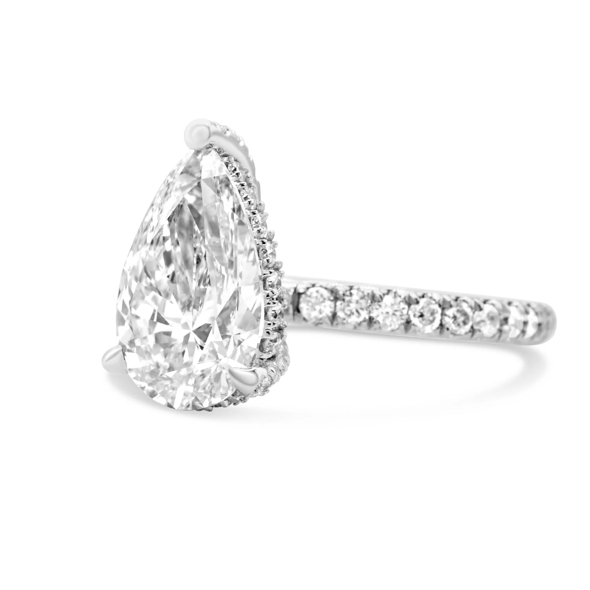 14K White Gold Pear Shaped Diamond Engagement Ring 2.54 CT - Image 3