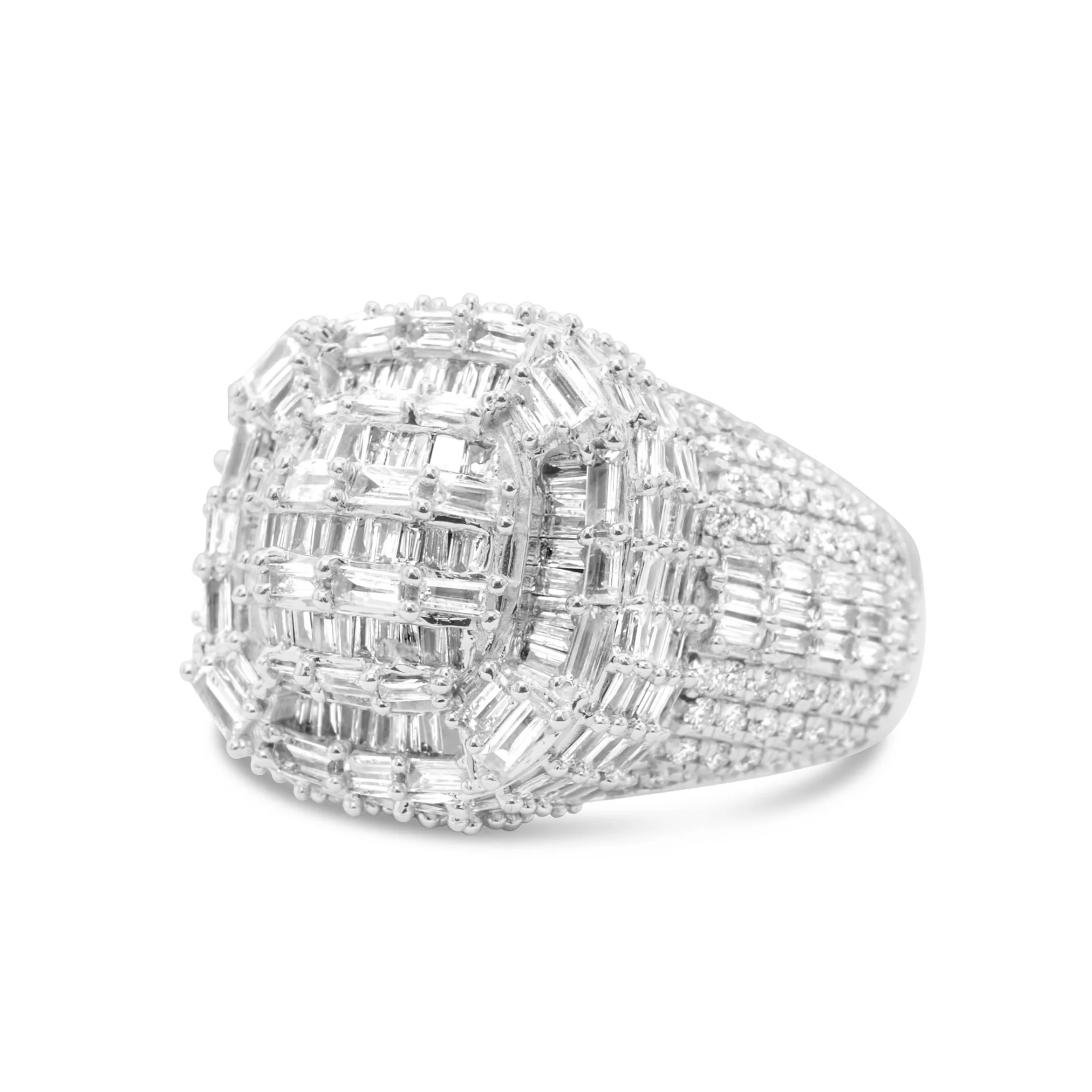 14K White Gold Men's Diamond Ring 2.94 CT - Image 2