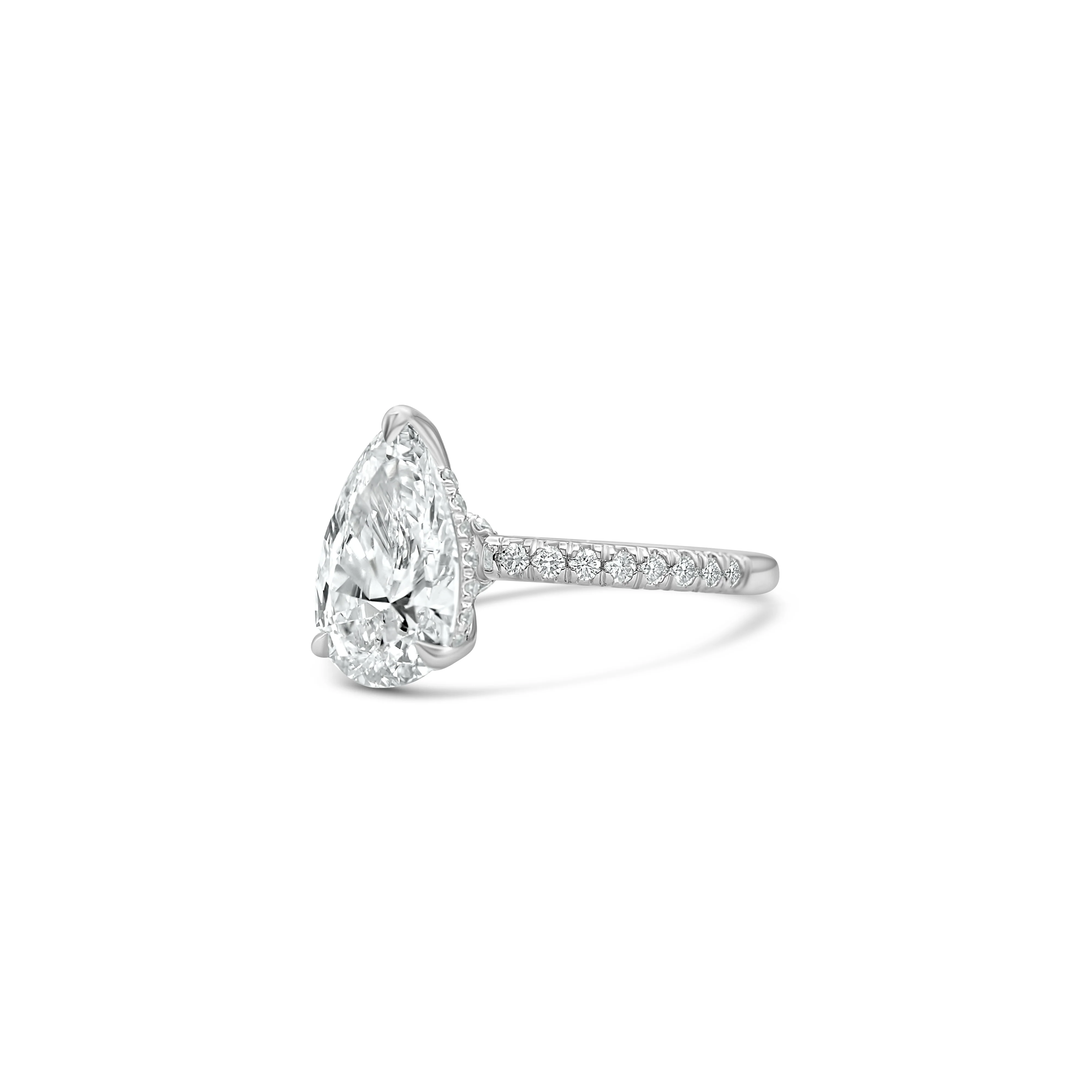 14K White Gold Pear-Cut Diamond Engagement Ring 2.44 CT - Image 3