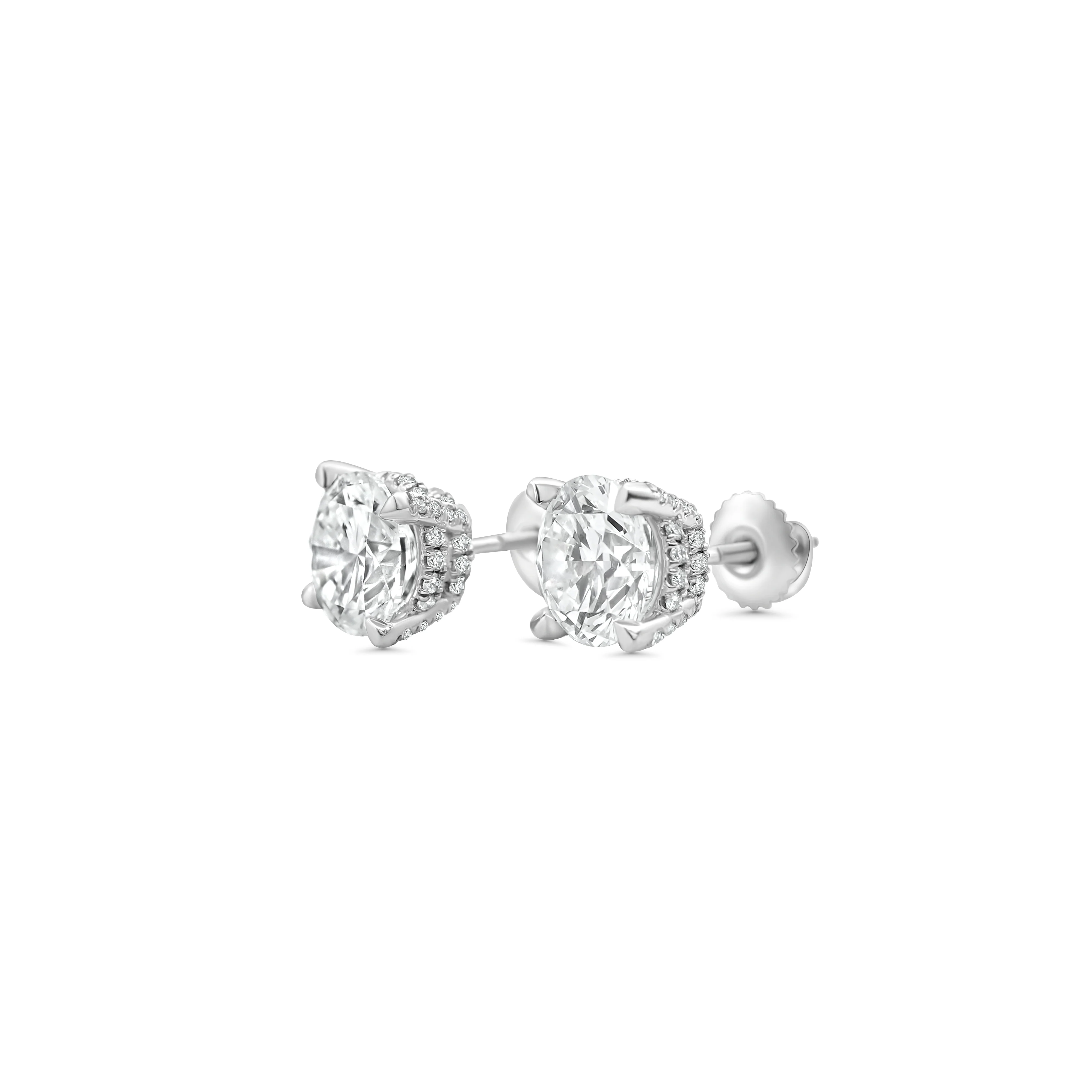 14K White Gold Round Stud Earrings 4.72 CT - Image 4