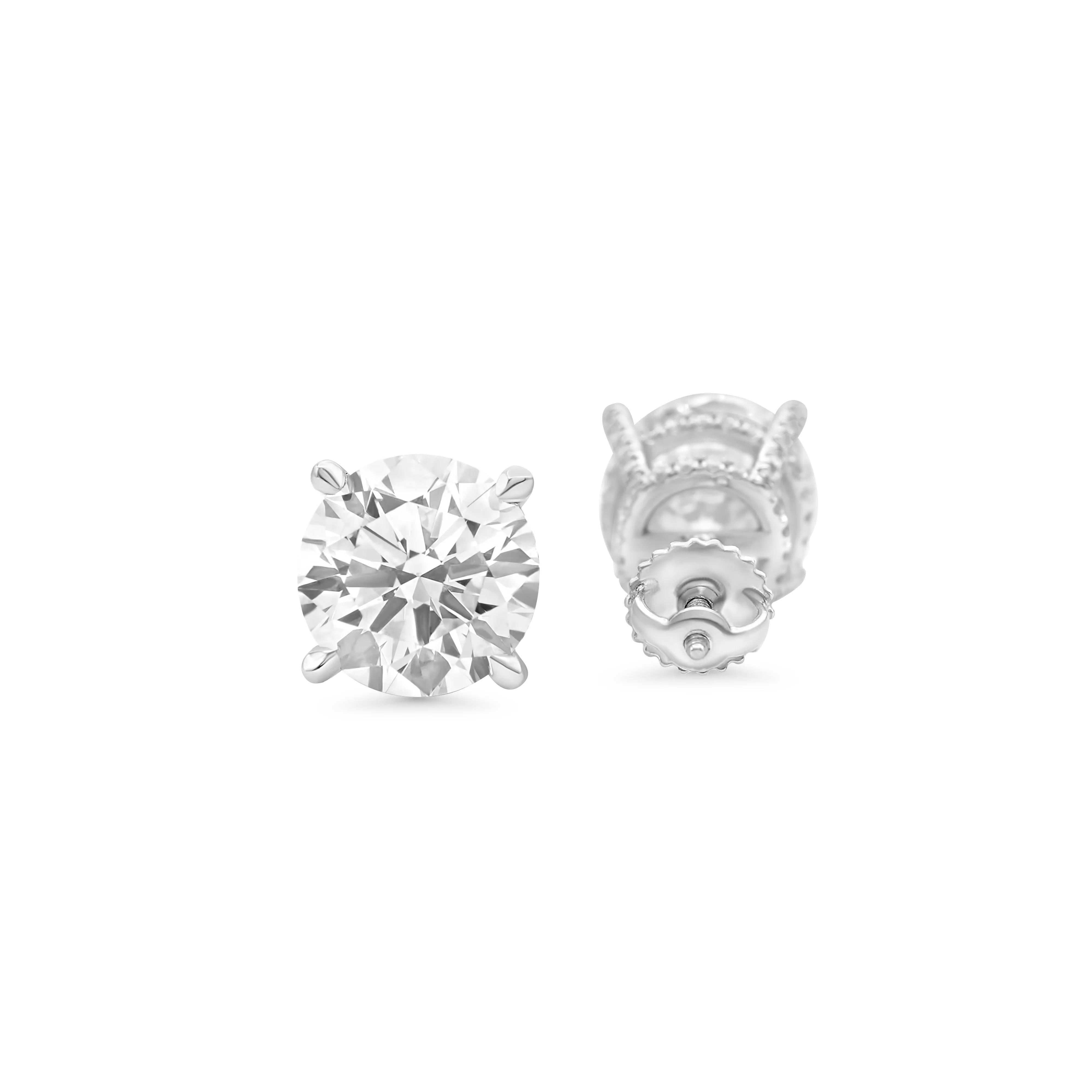 14K White Gold Round Stud Earrings 7.68 CT - Image 3