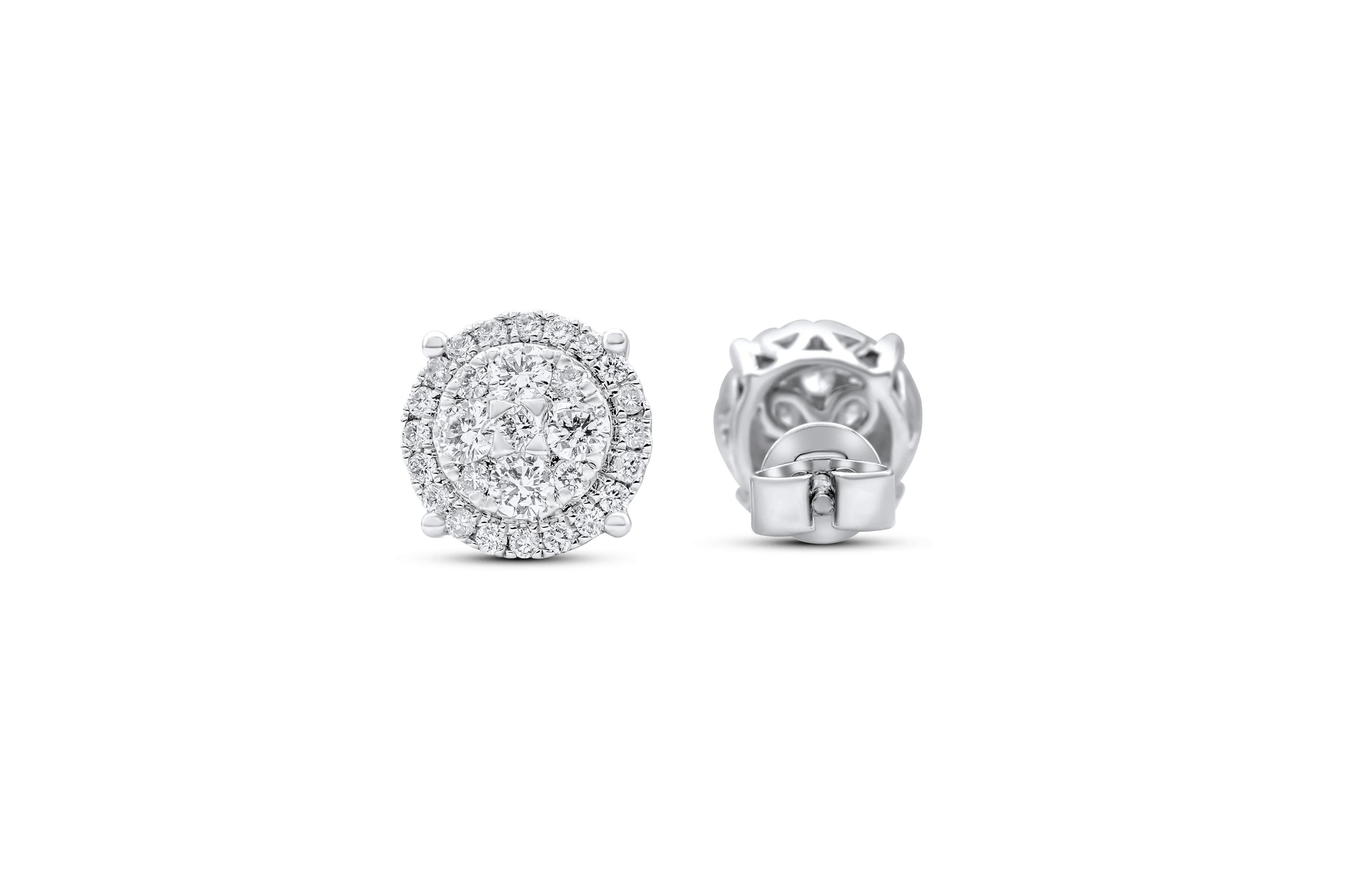 14K White Gold Stud Earrings 0.87 ct - Image 3