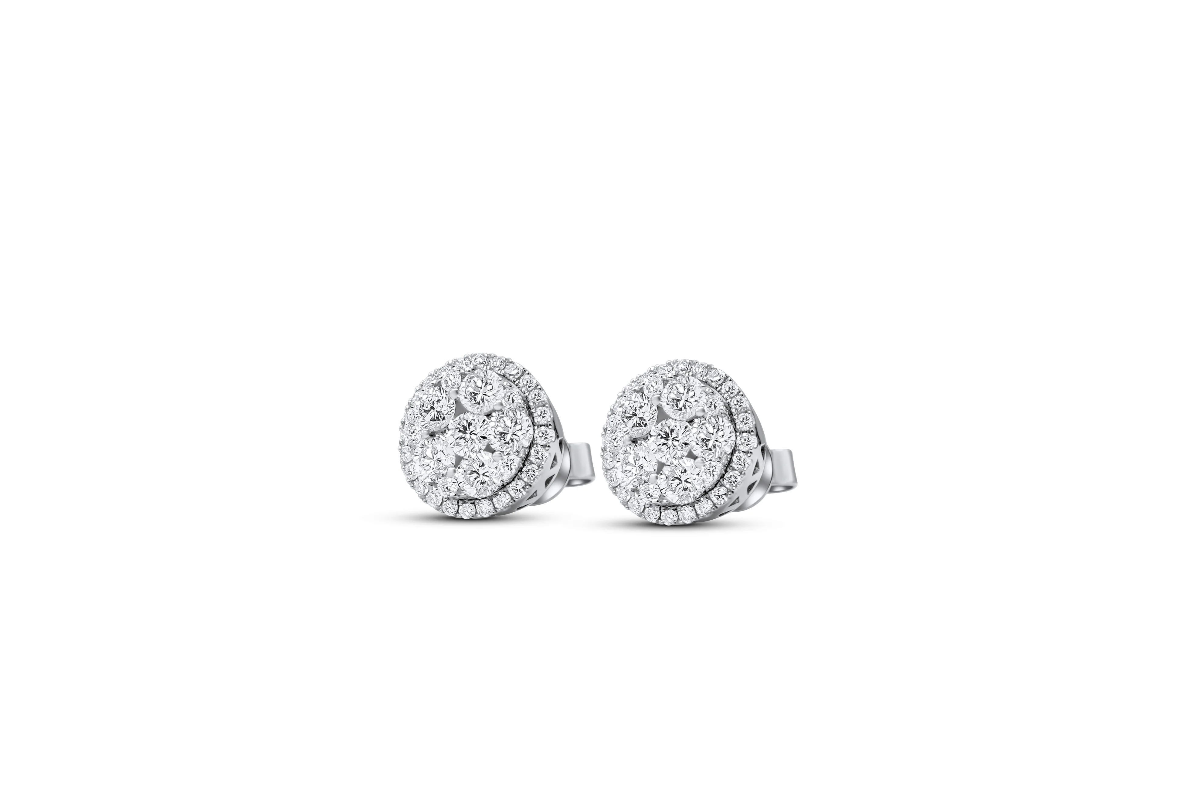 14K White Gold Stud Earrings 0.93 ct - Image 2