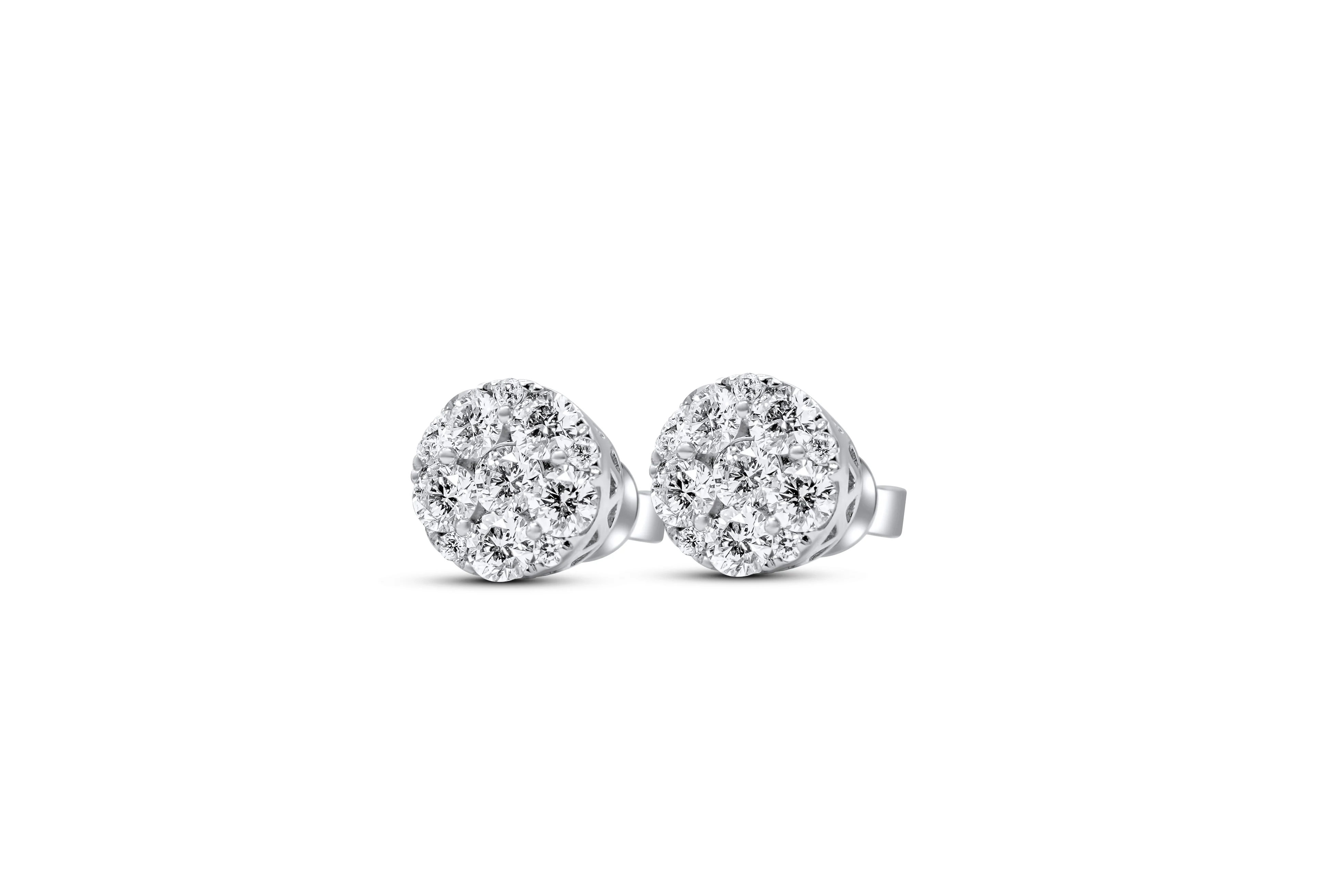 14K White Gold Stud Earrings 1.05 ct - Image 2
