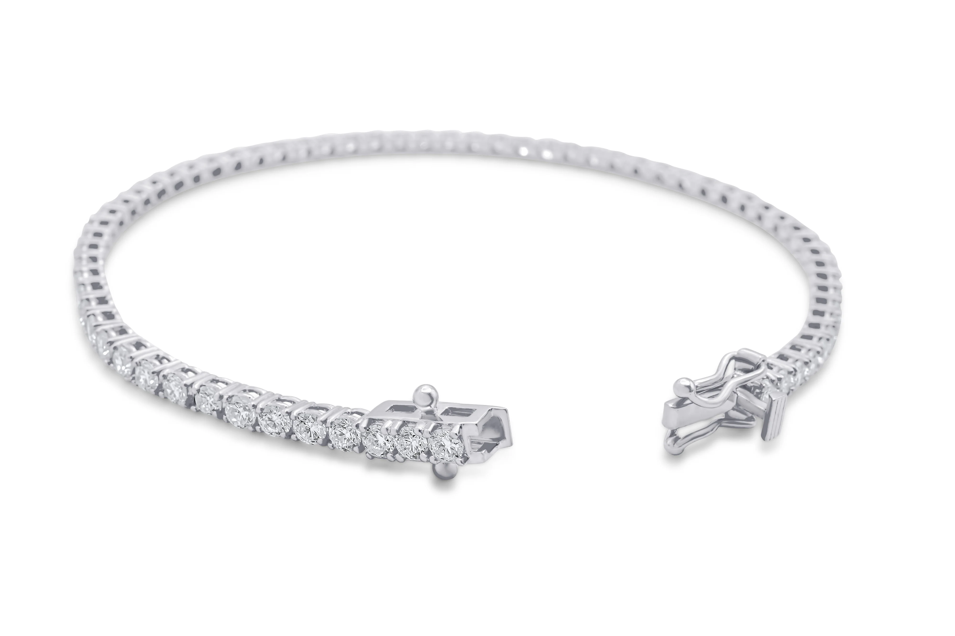 14K White Gold Tennis Bracelet 3.26 CT - Image 5