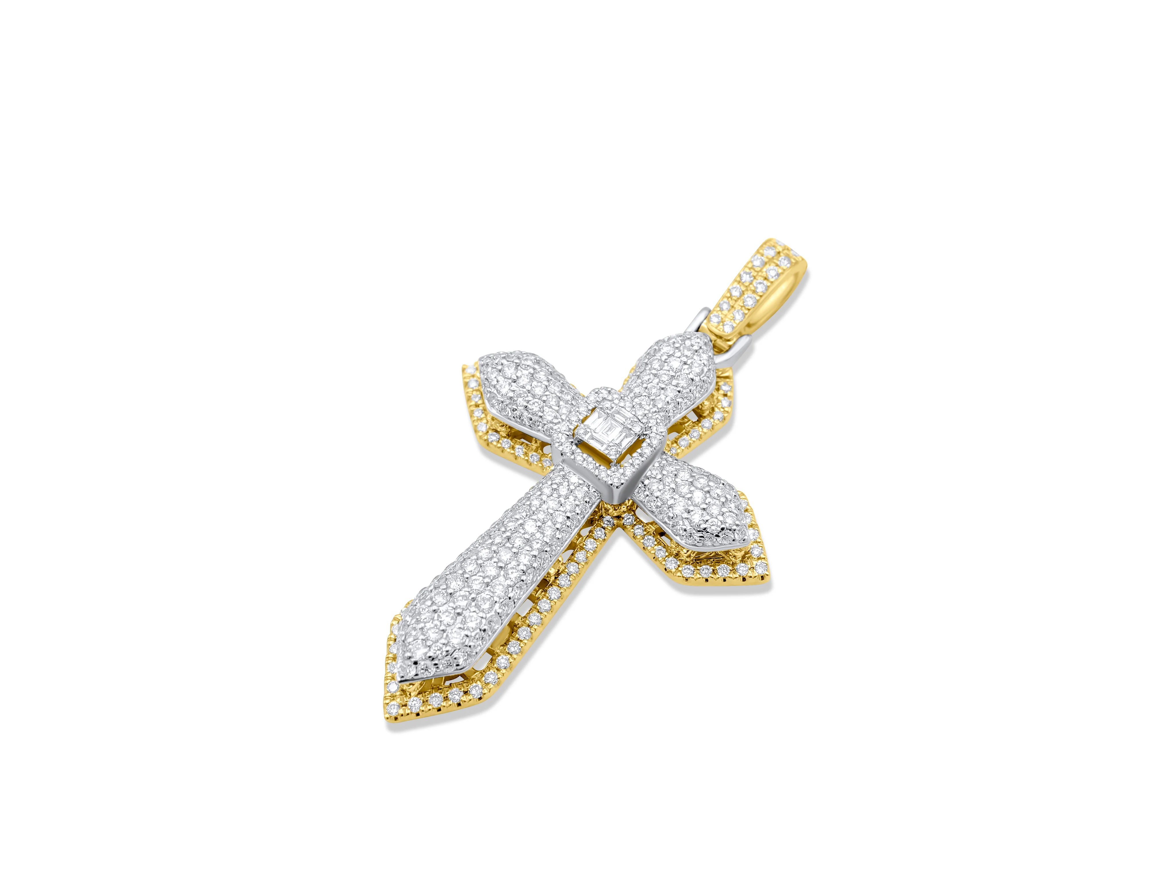14k White or Yellow Gold Diamond Cross Pendant 1.44ct - Image 3