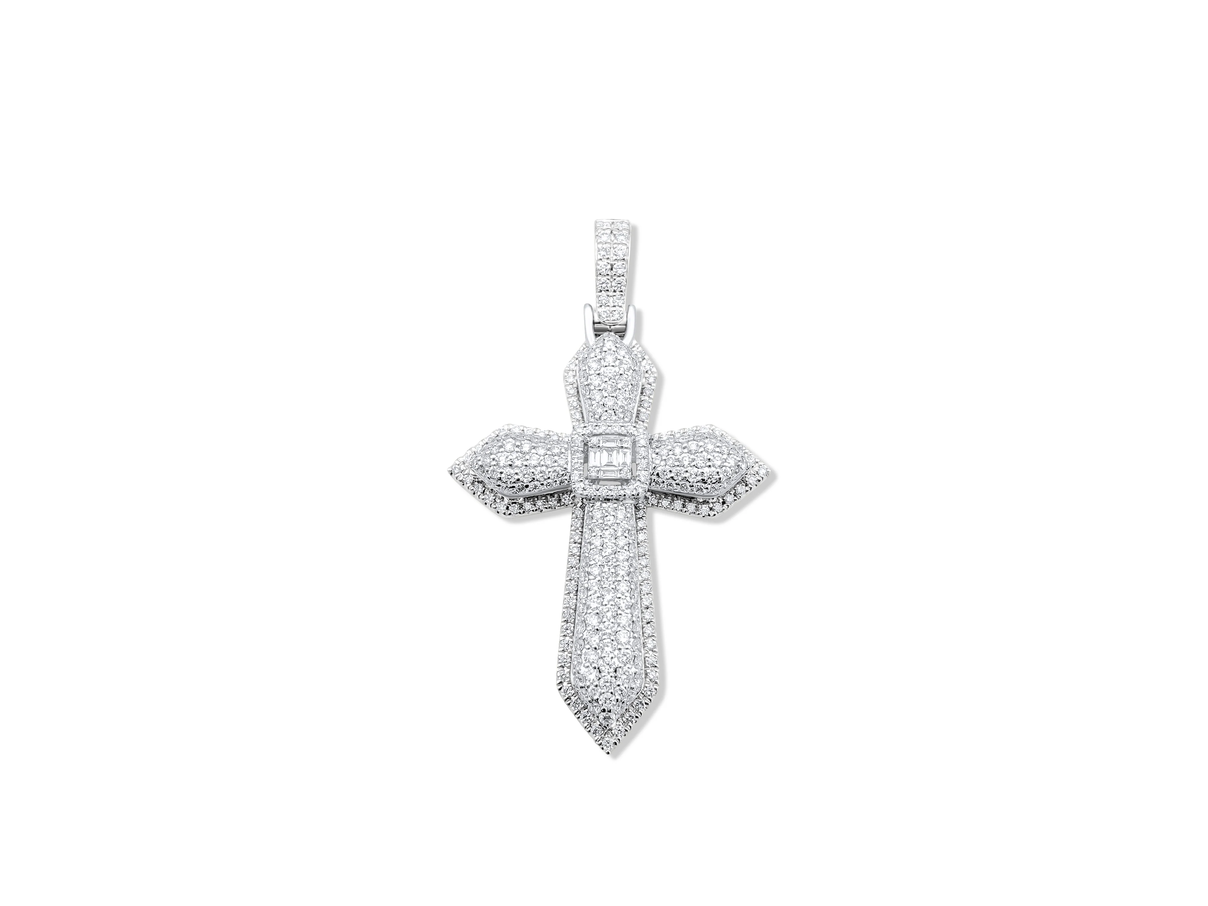 14k White or Yellow Gold Diamond Cross Pendant 1.44ct - Image 5