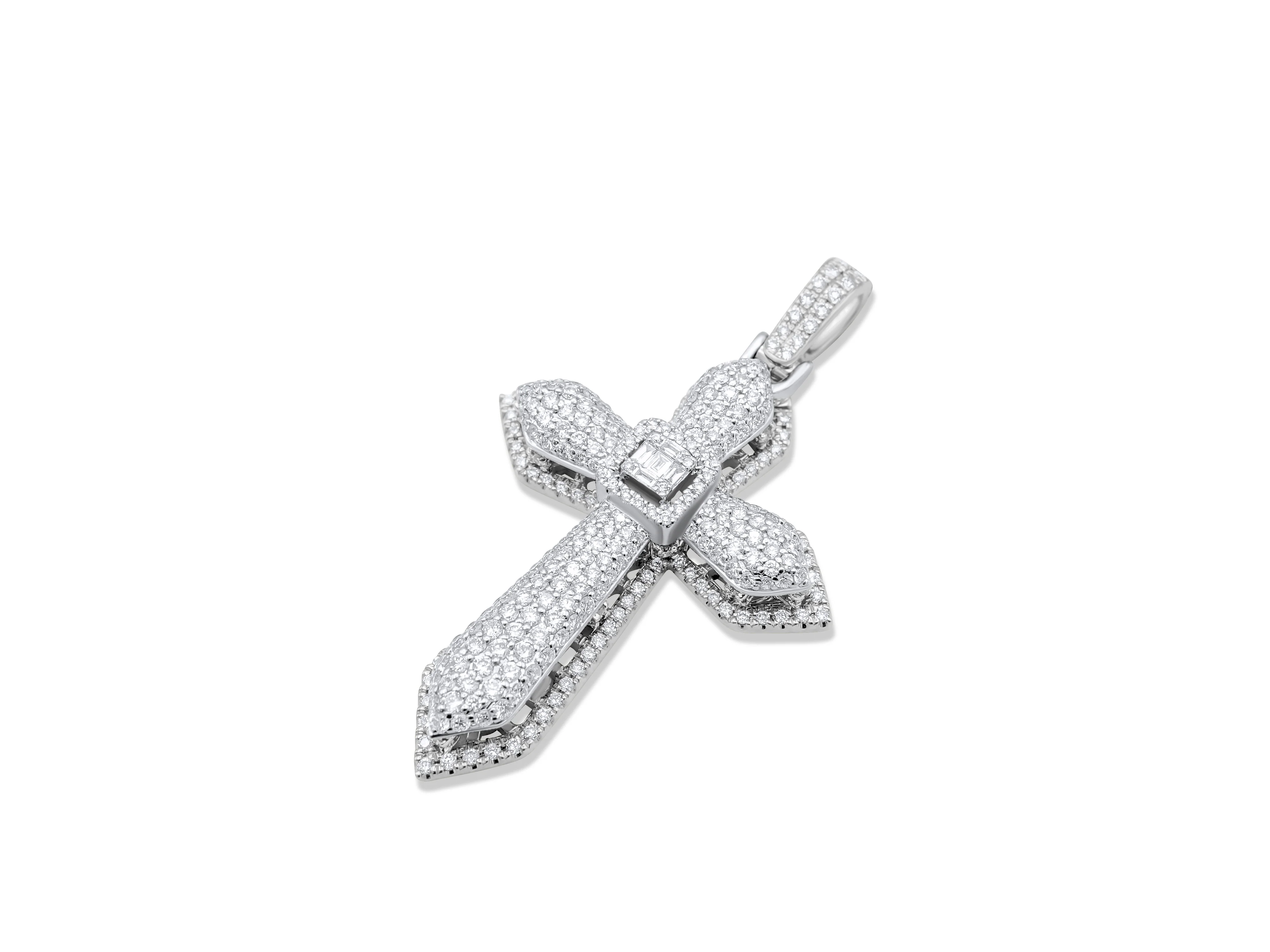 14k White or Yellow Gold Diamond Cross Pendant 1.44ct - Image 6