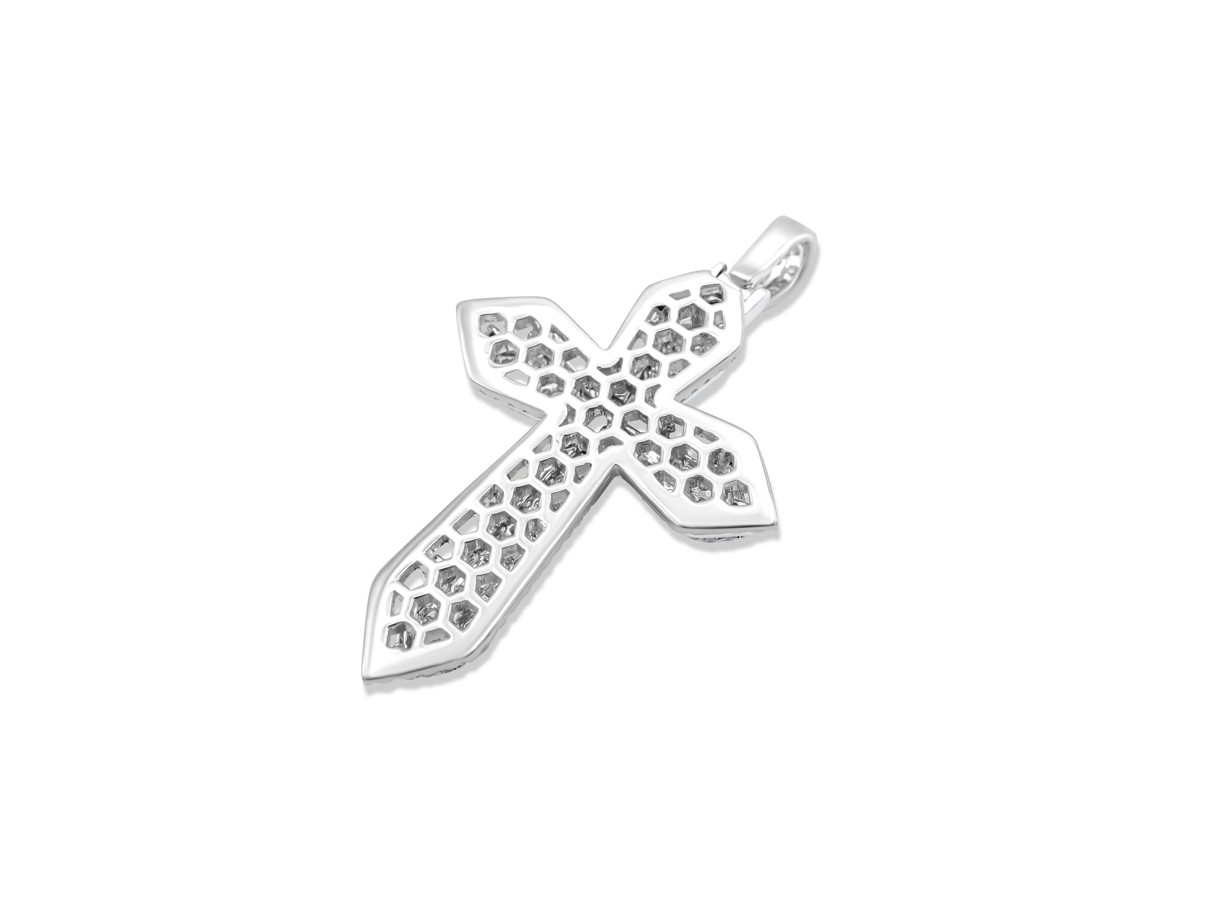 14k White or Yellow Gold Diamond Cross Pendant 1.44ct - Image 7
