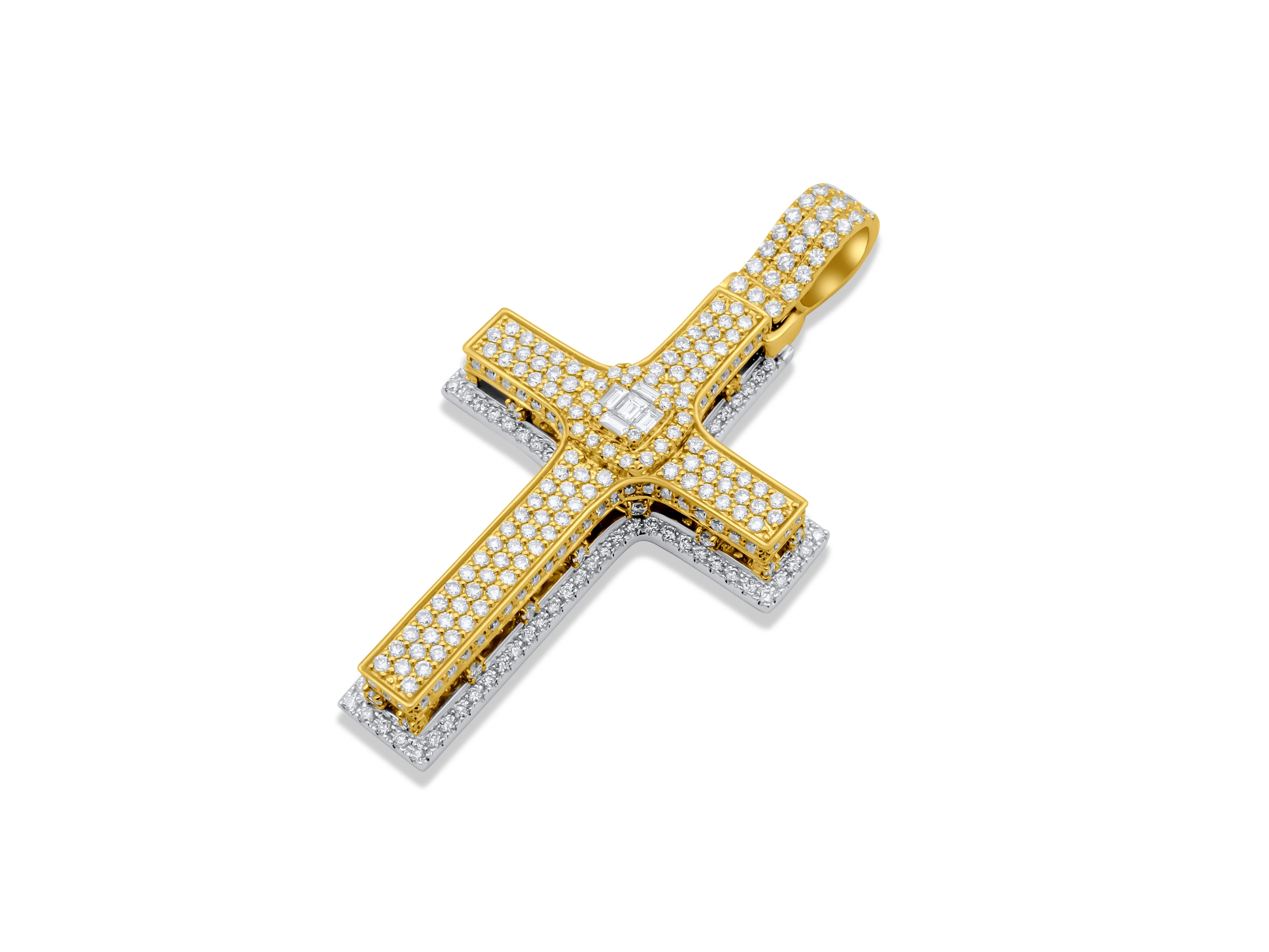 14K Gold Diamond Cross Pendant 3.76 CT - Image 3