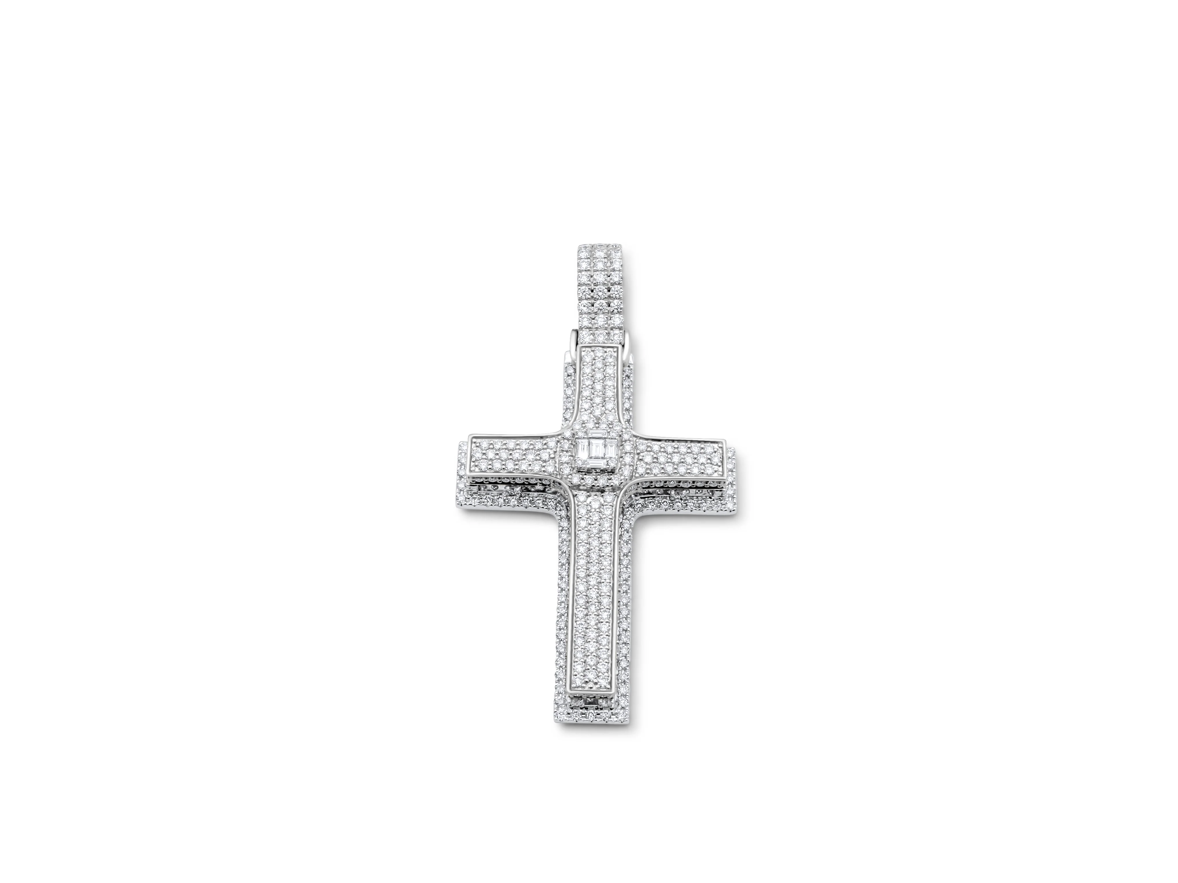 14K Gold Diamond Cross Pendant 3.76 CT - Image 5