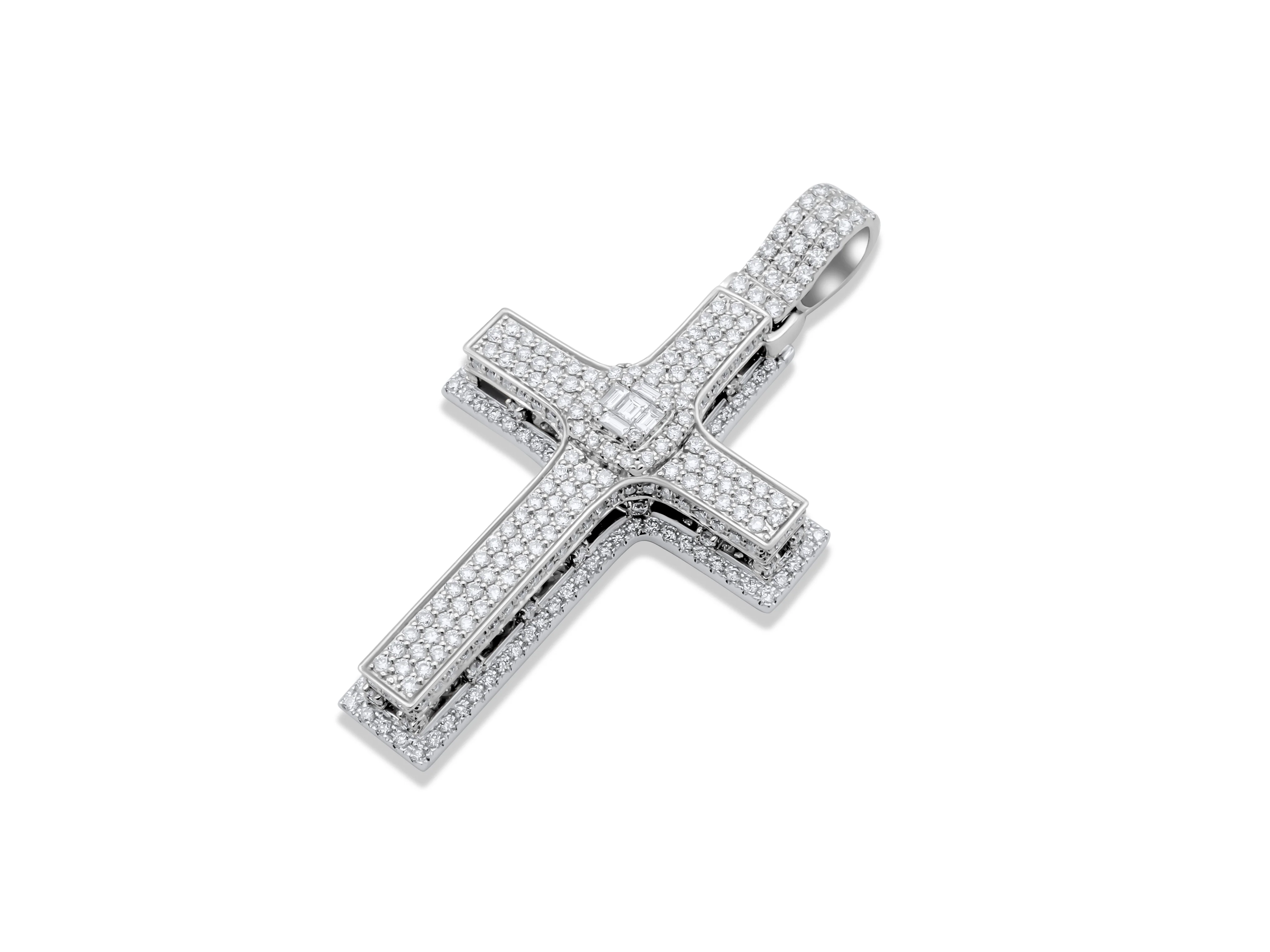 14K Gold Diamond Cross Pendant 3.76 CT - Image 6