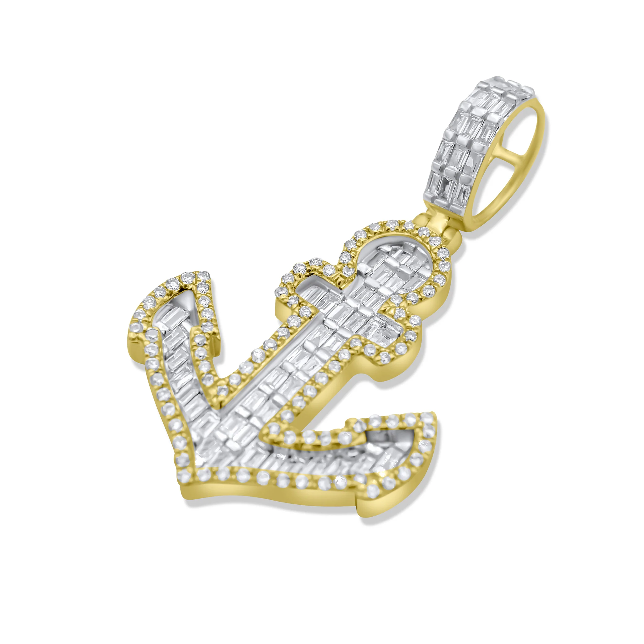 14K Yellow Gold Anchor Diamond Pendant 0.67 CT - Image 2