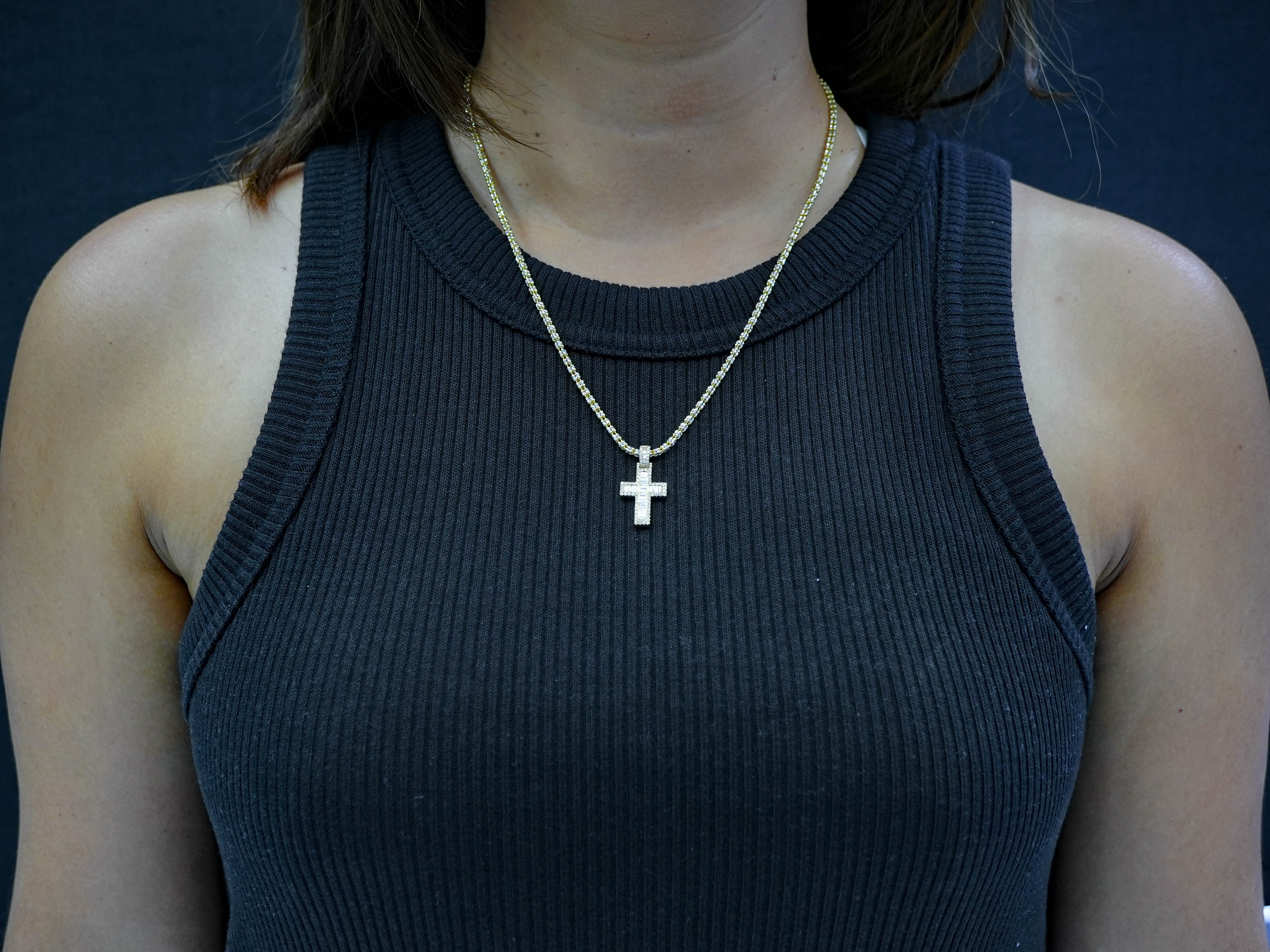 14K Yellow Gold Cross Diamond Pendant 0.71 CT - Image 2