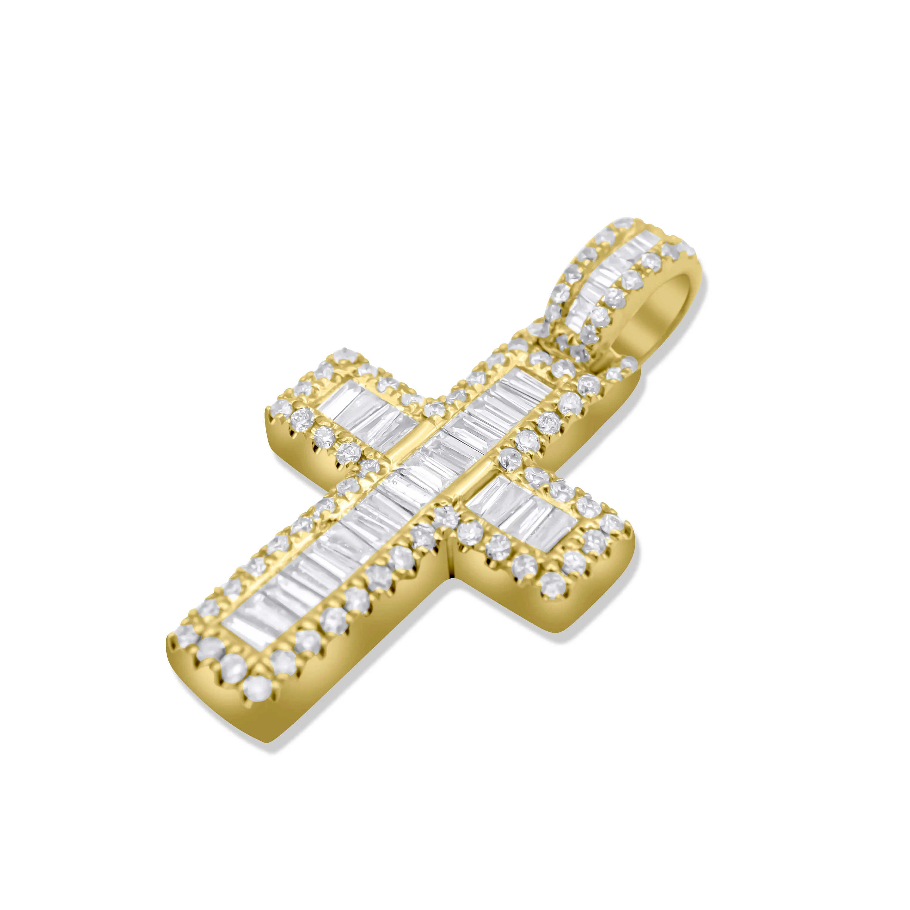 14K Yellow Gold Cross Diamond Pendant 0.71 CT - Image 3