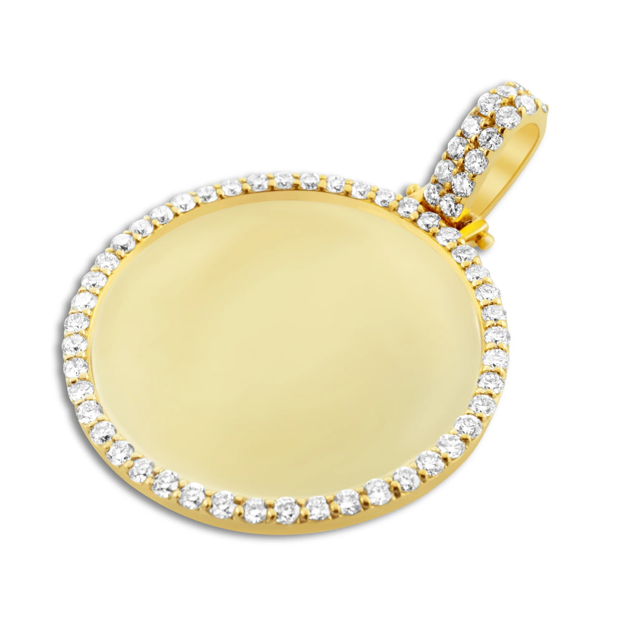 14k Yellow Gold Customizable Round Photo Pendant 0.86 CT - Image 3