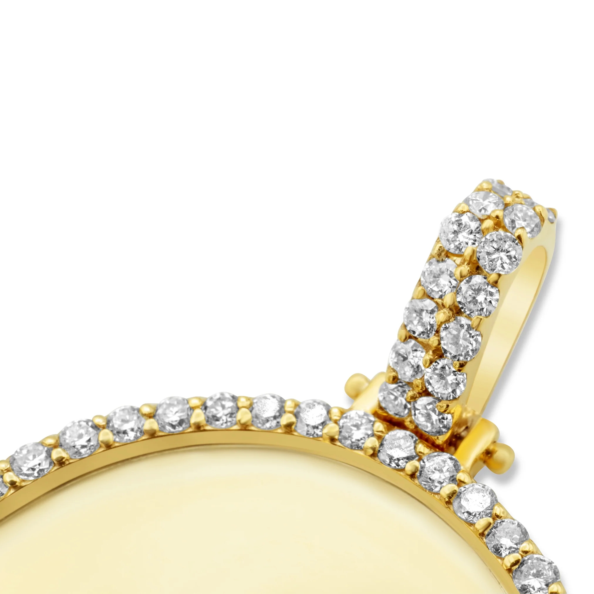 14k Yellow Gold Customizable Round Photo Pendant 0.86 CT - Image 4