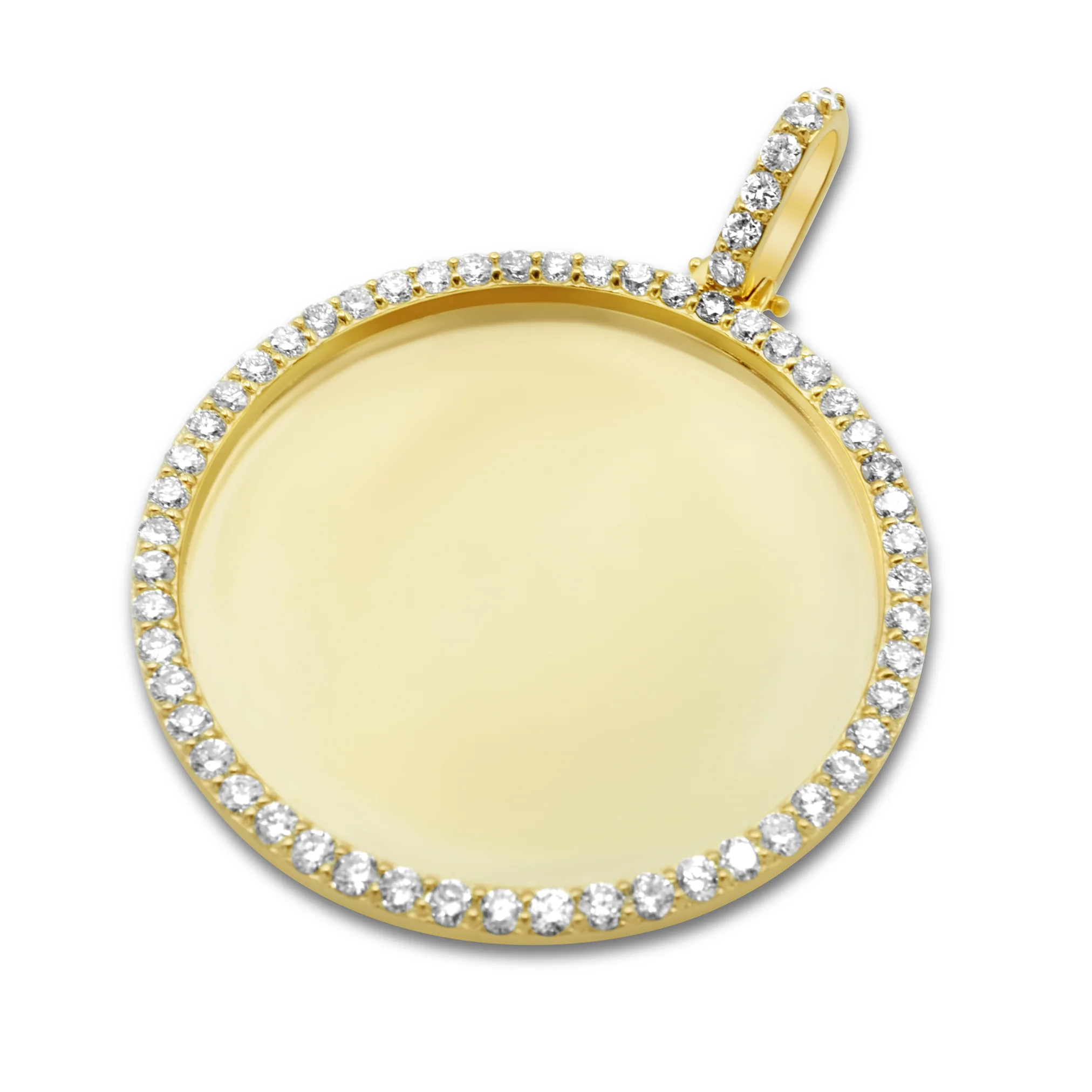 14k Yellow Gold Customizable Round Photo Pendant 2.09 Ctw - Image 3