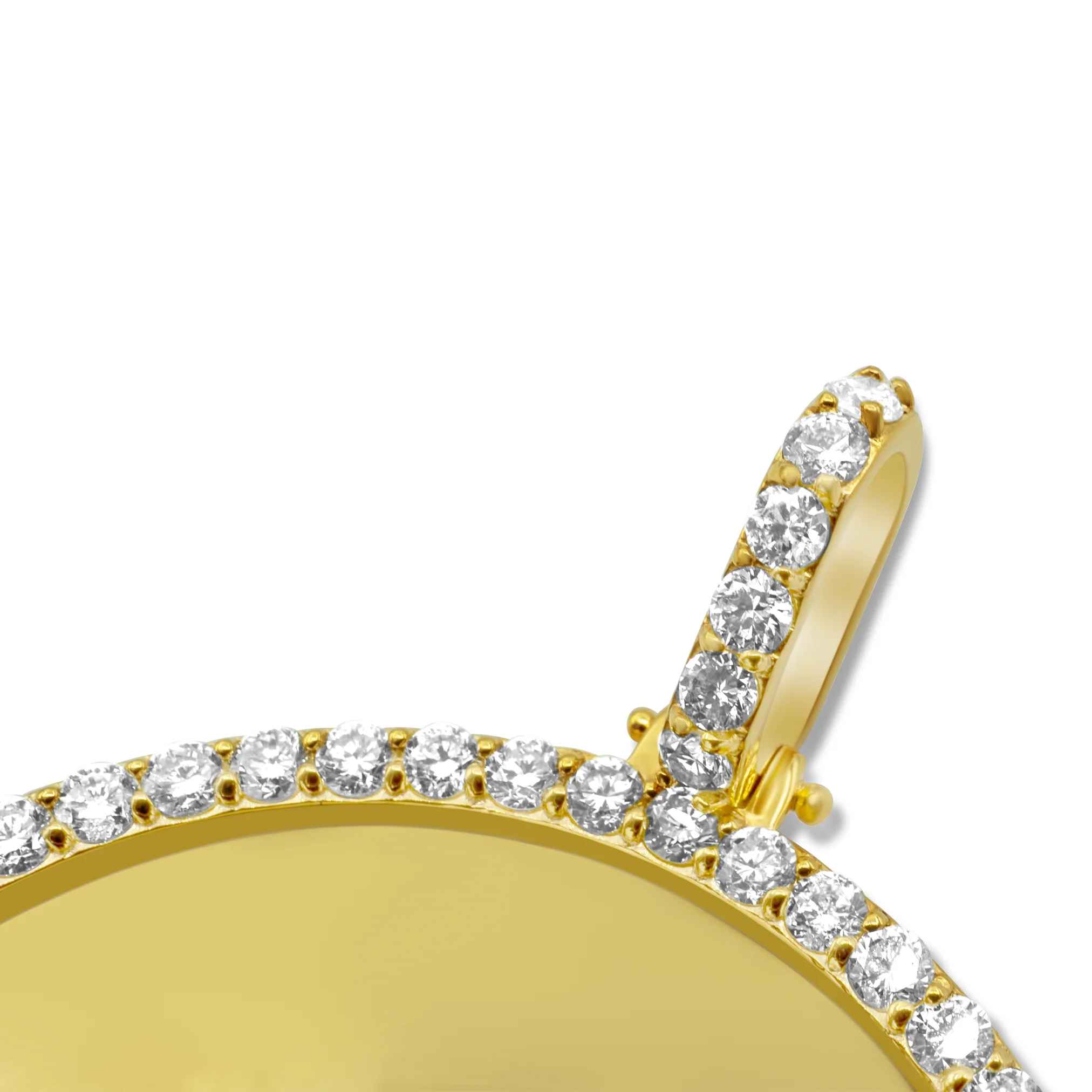 14k Yellow Gold Customizable Round Photo Pendant 2.09 Ctw - Image 4
