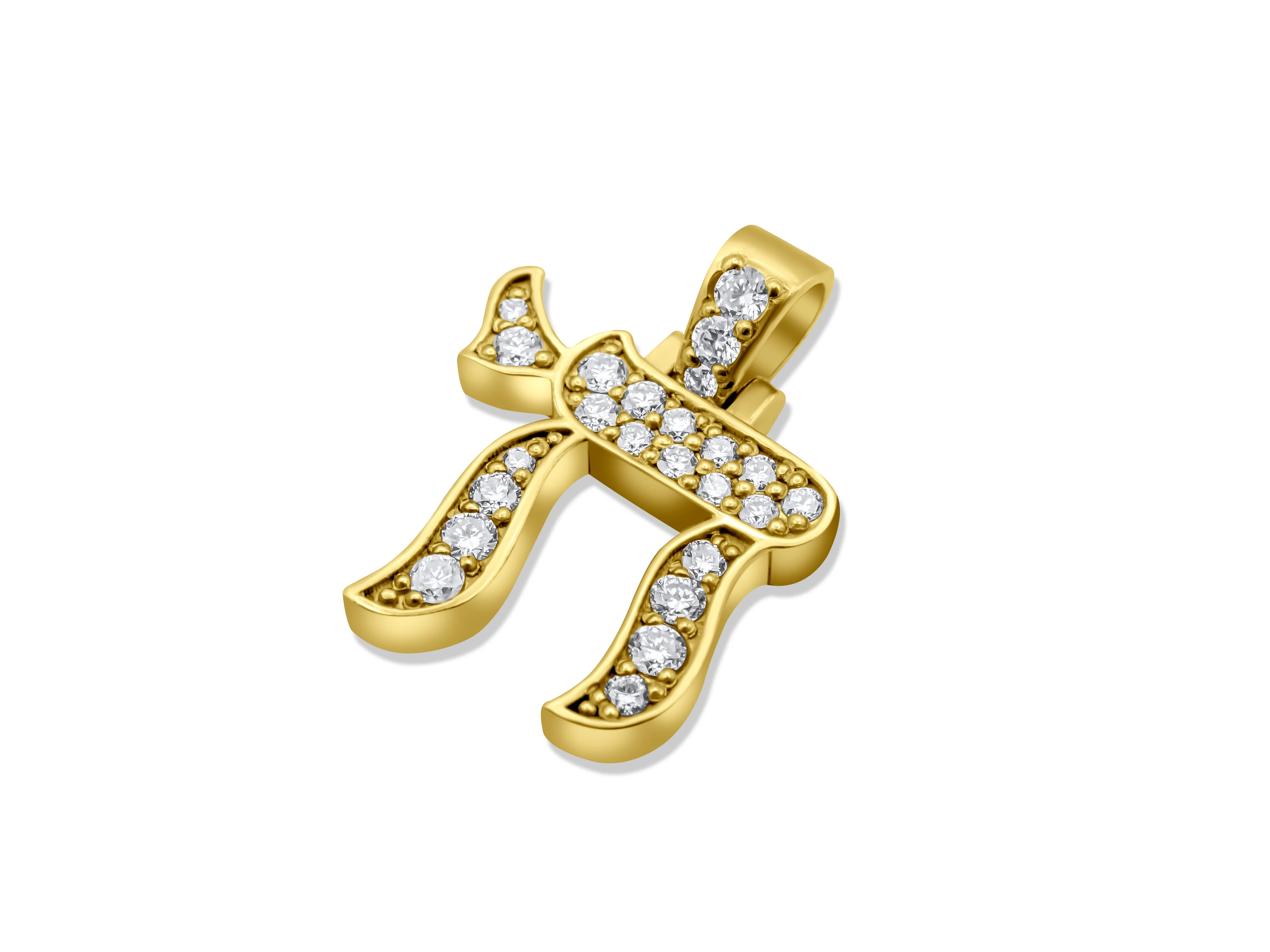 14K Gold Diamond Chai Pendant 0.32 CT - Image 3