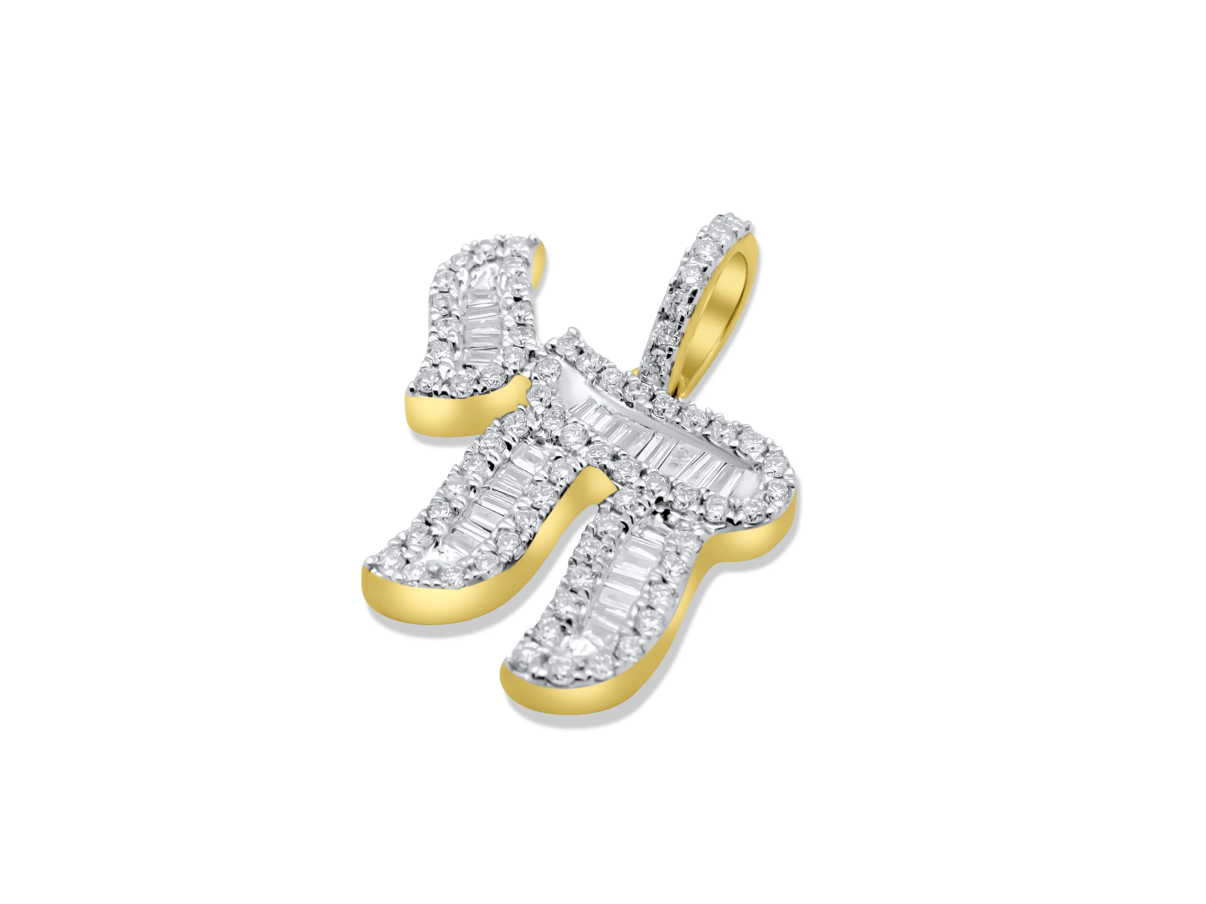 14k Yellow Gold Diamond Chai Pendant 0.55 CT - Image 3