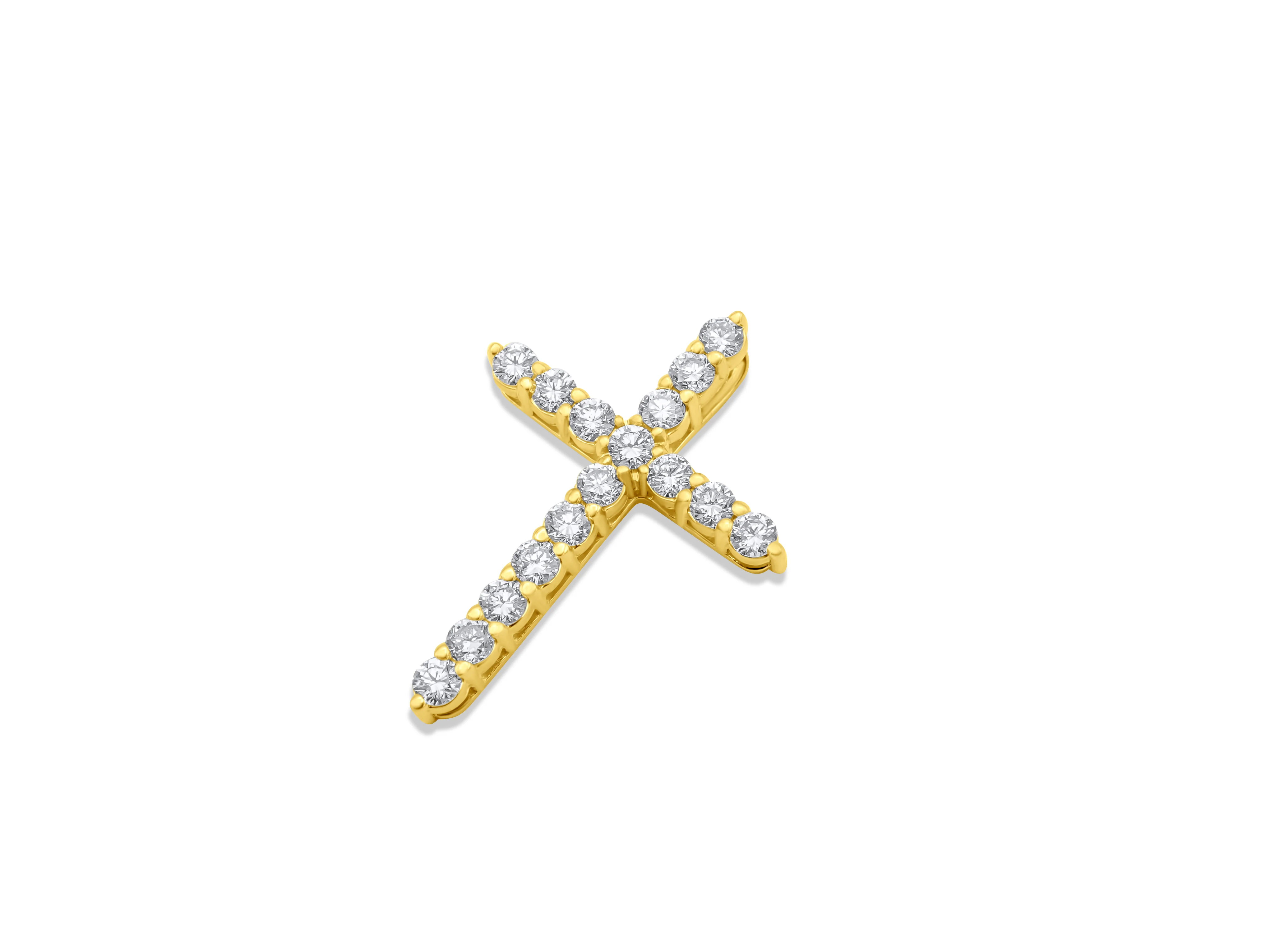 14k Yellow Gold Diamond Cross Pendant 1.05 CT - Image 3