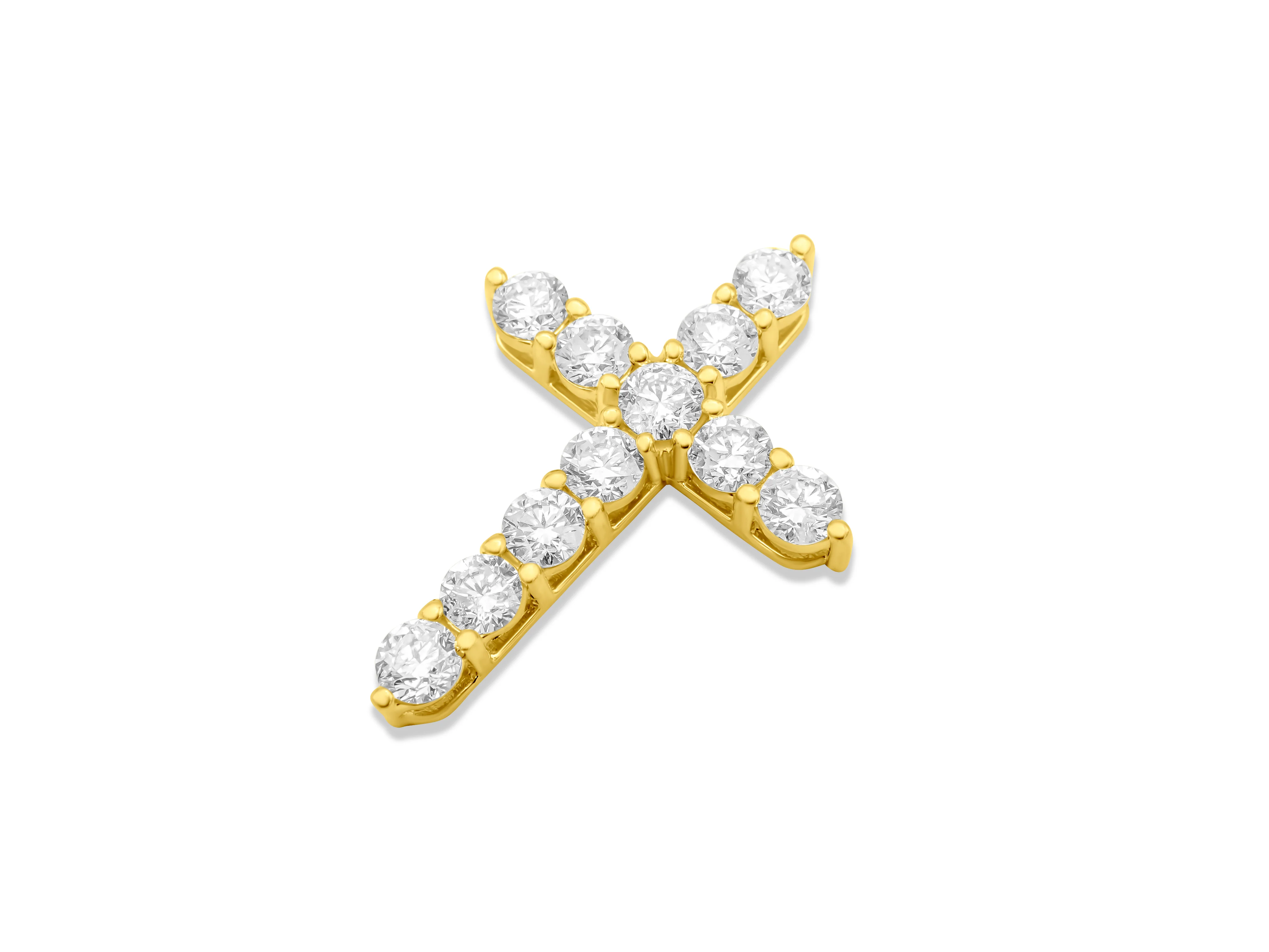 14k Yellow Gold Diamond Cross Pendant 4.51 CT - Image 2