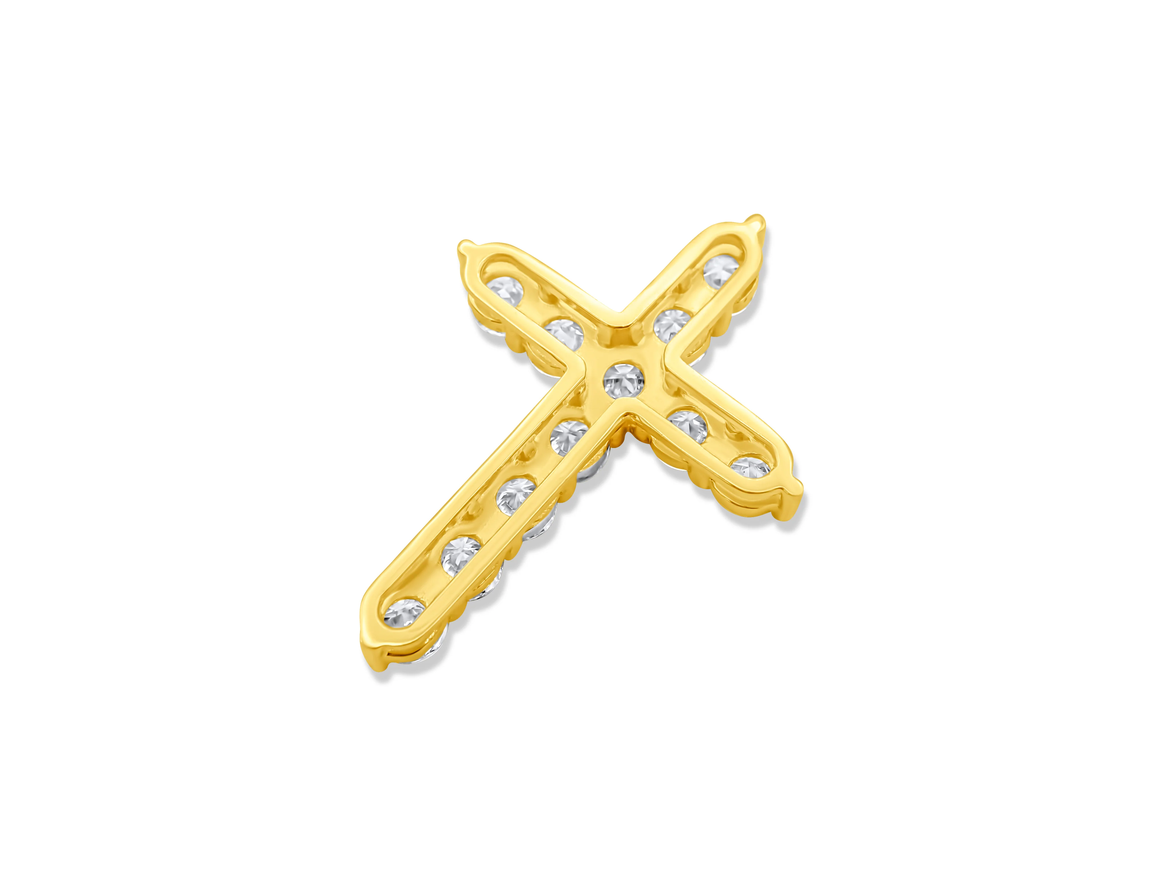 14k Yellow Gold Diamond Cross Pendant 4.51 CT - Image 3