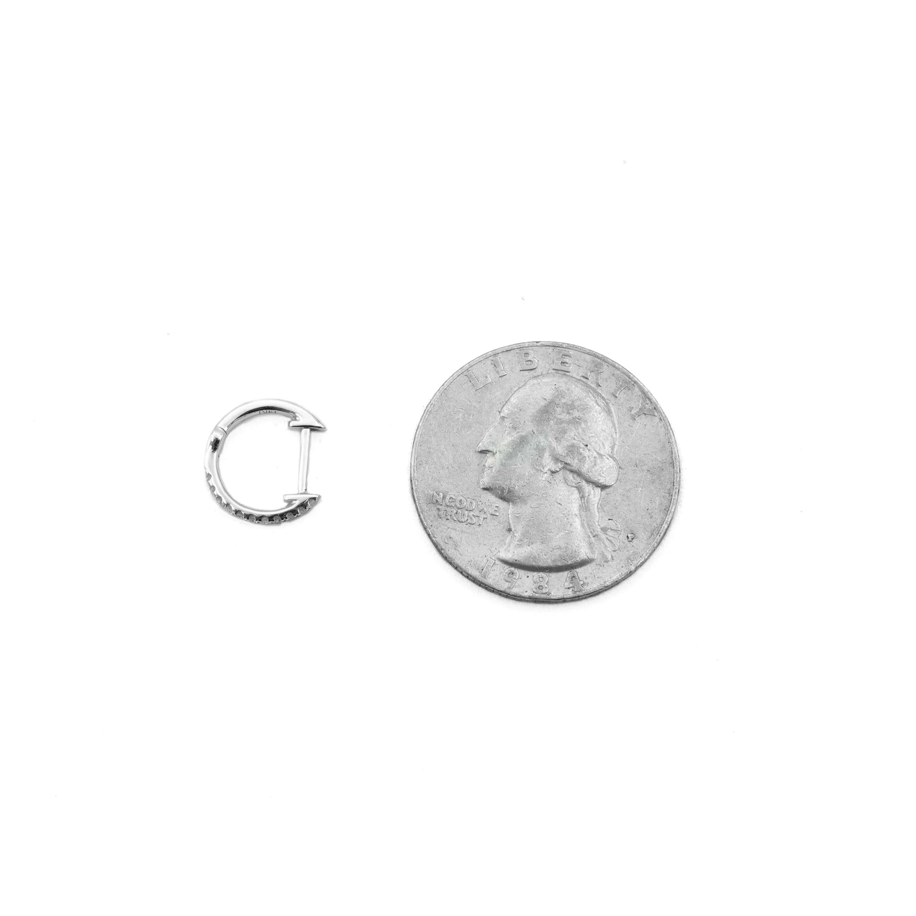 14K White Gold Diamond Hoop Earrings 0.12 CT - Image 4