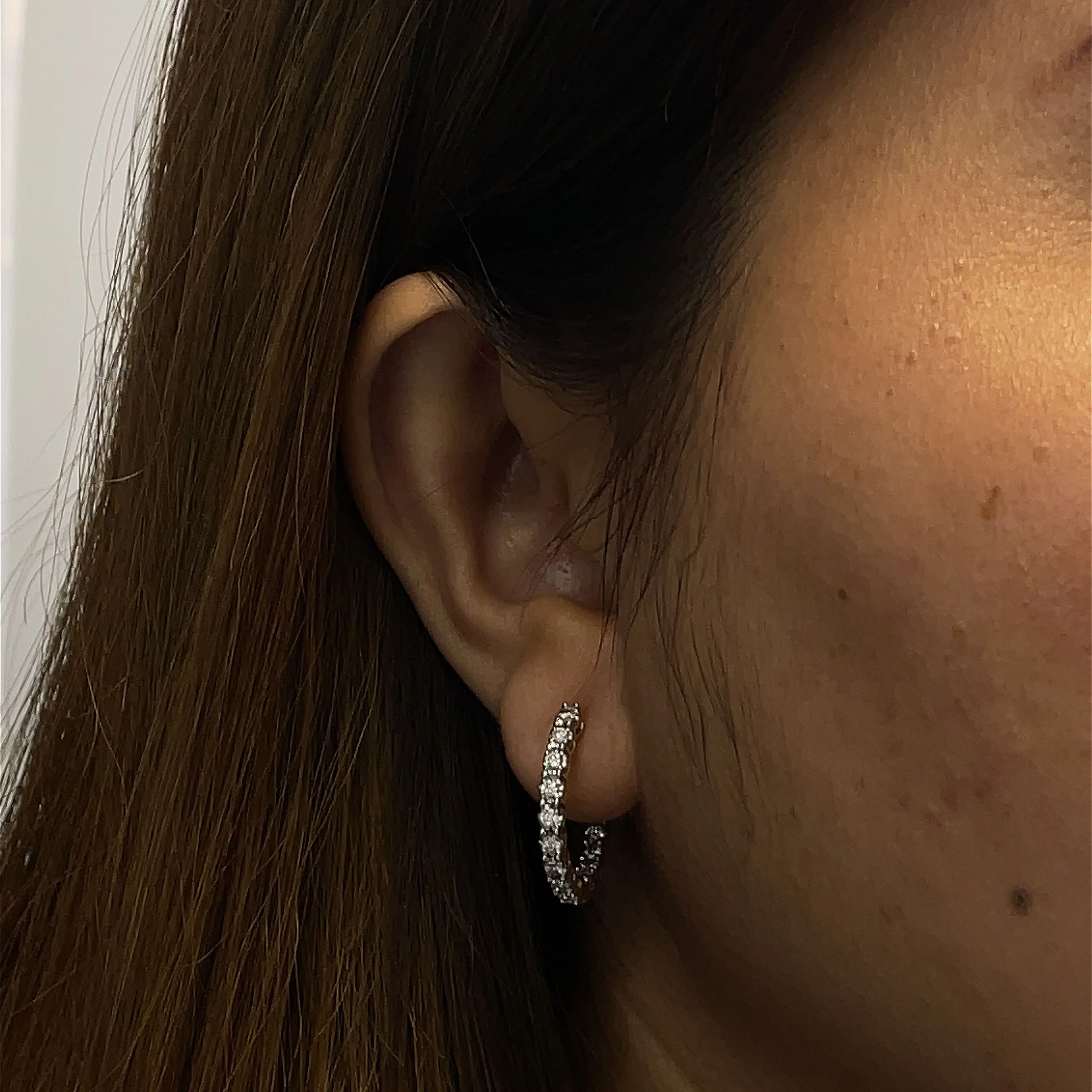 14K Yellow Gold Diamond Hoop Earrings 0.99ctw - Image 5