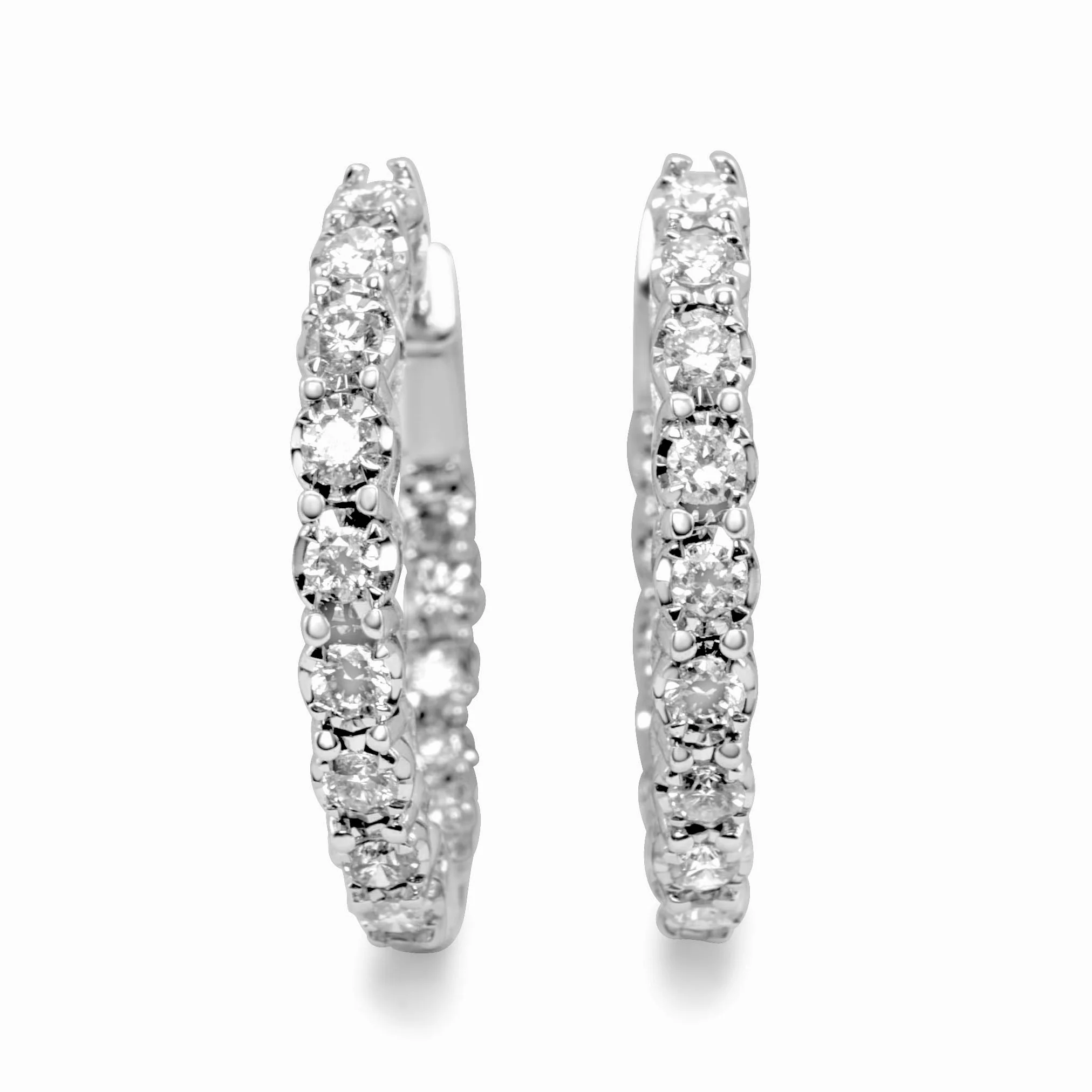 14K Yellow Gold Diamond Hoop Earrings 0.99ctw - Image 7