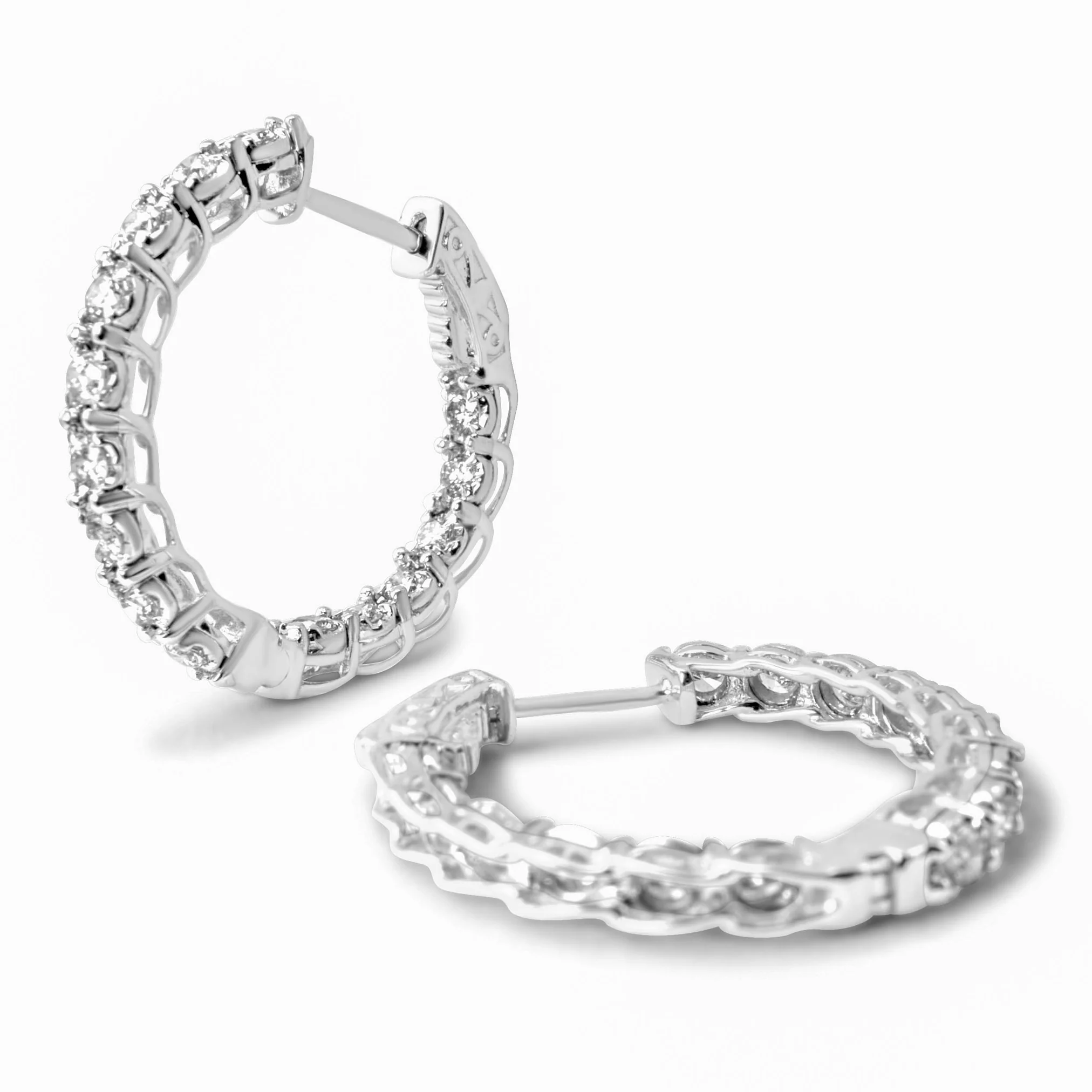 14K Yellow Gold Diamond Hoop Earrings 0.99ctw - Image 8