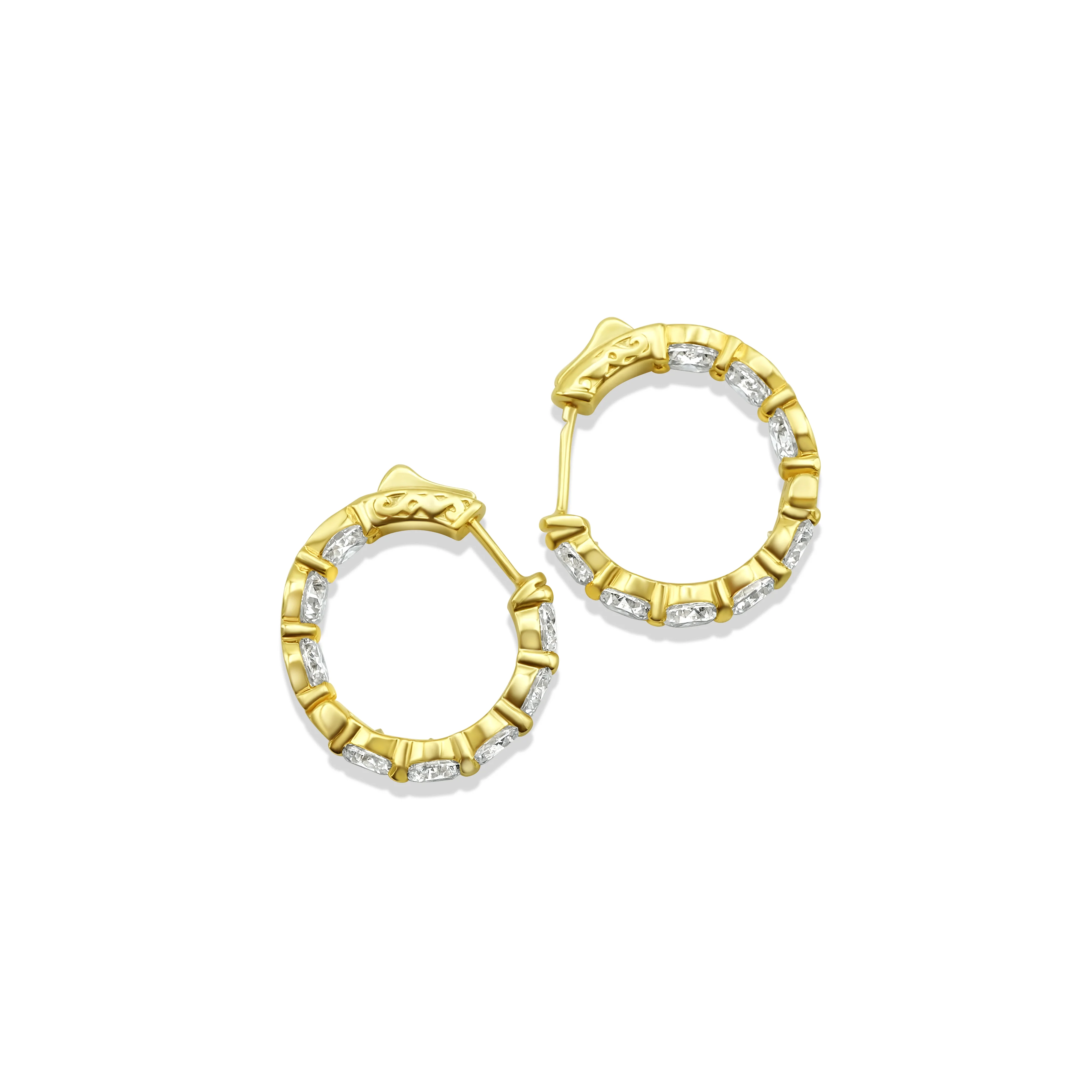 14K Yellow Gold Diamond Hoop Earrings 8.00 CT - Image 4