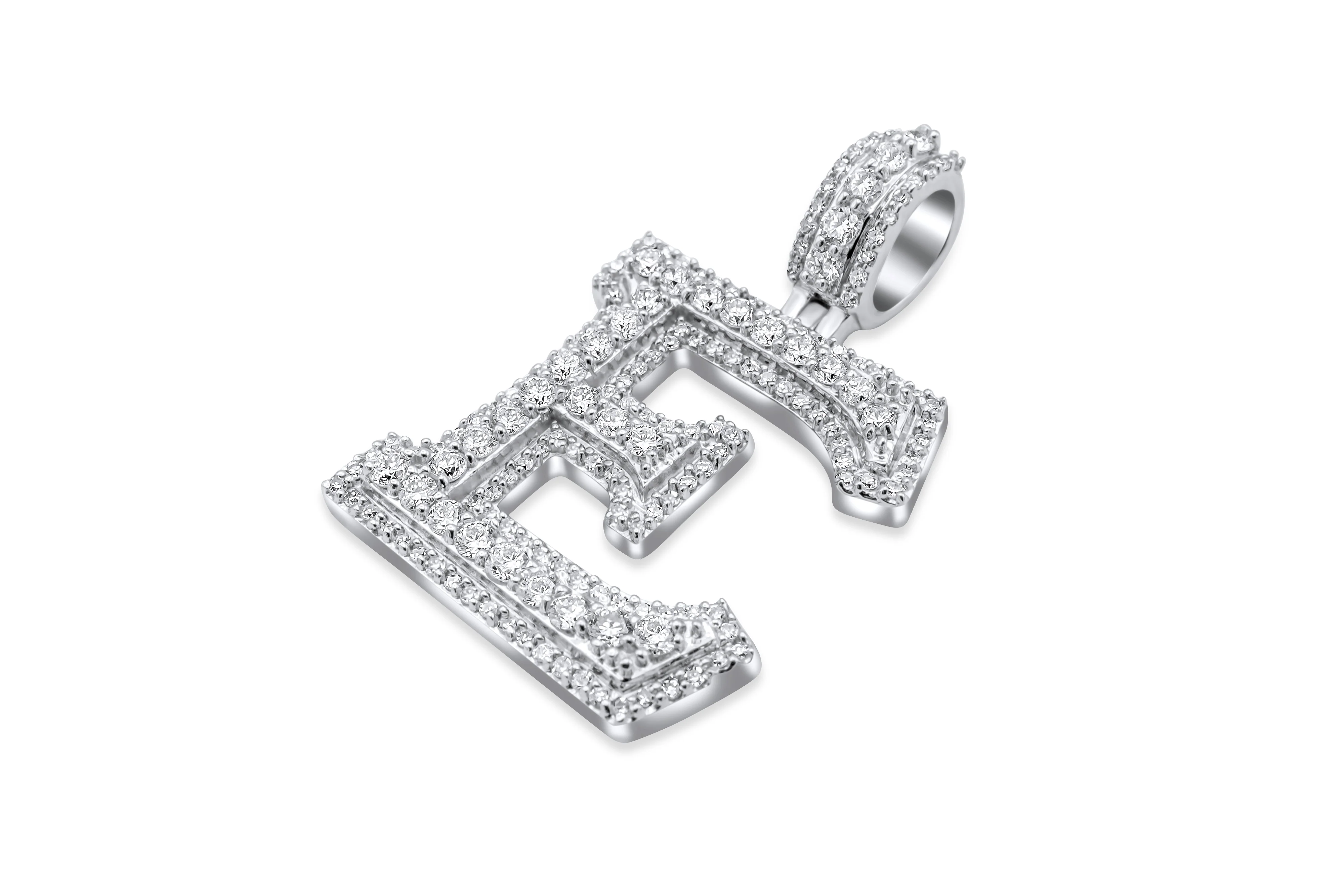14K White Gold Diamond Initial "E" Pendant - 1.16 CT - Image 3
