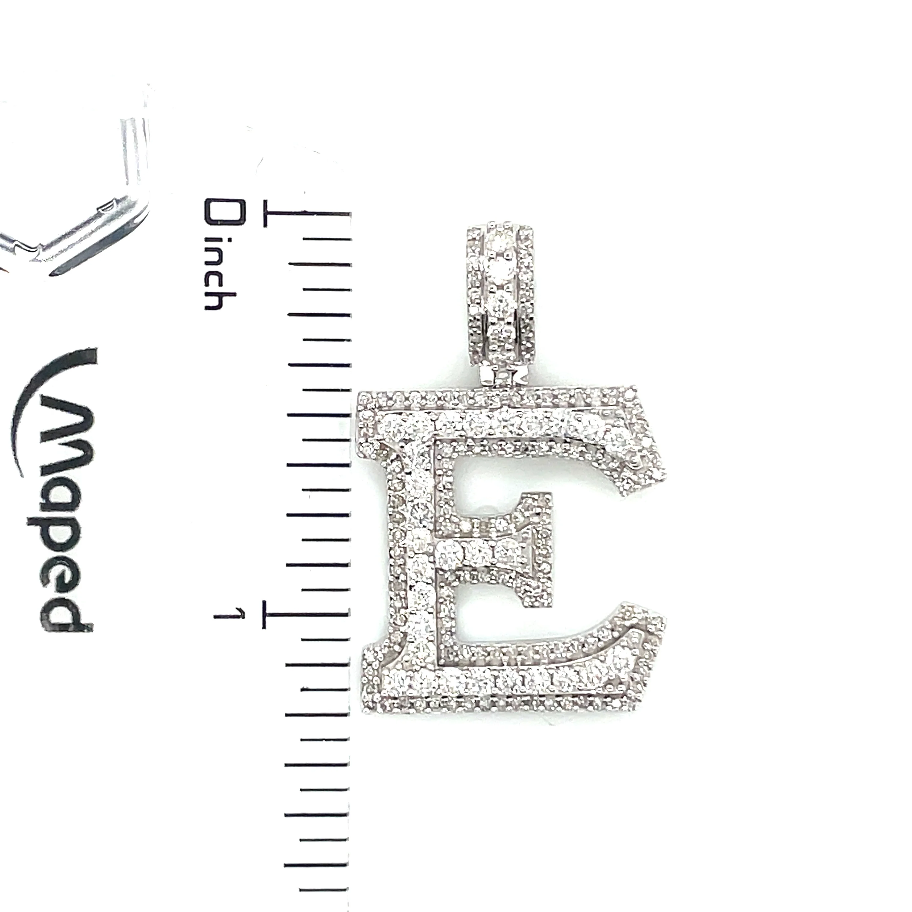 14K White Gold Diamond Initial "E" Pendant - 1.16 CT - Image 4