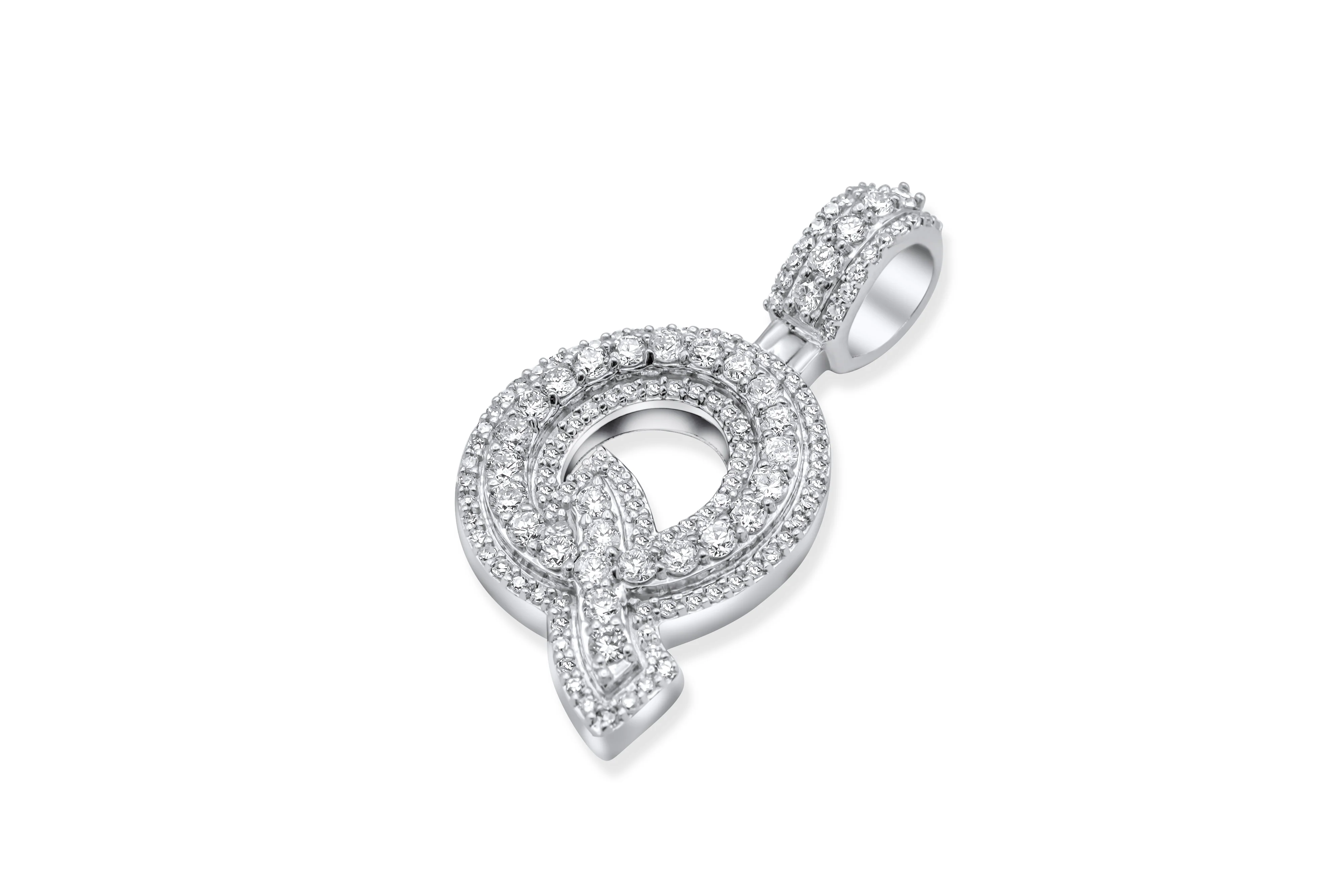 14k Yellow Gold Diamond Initial "Q" Pendant  0.95 CT - Image 3